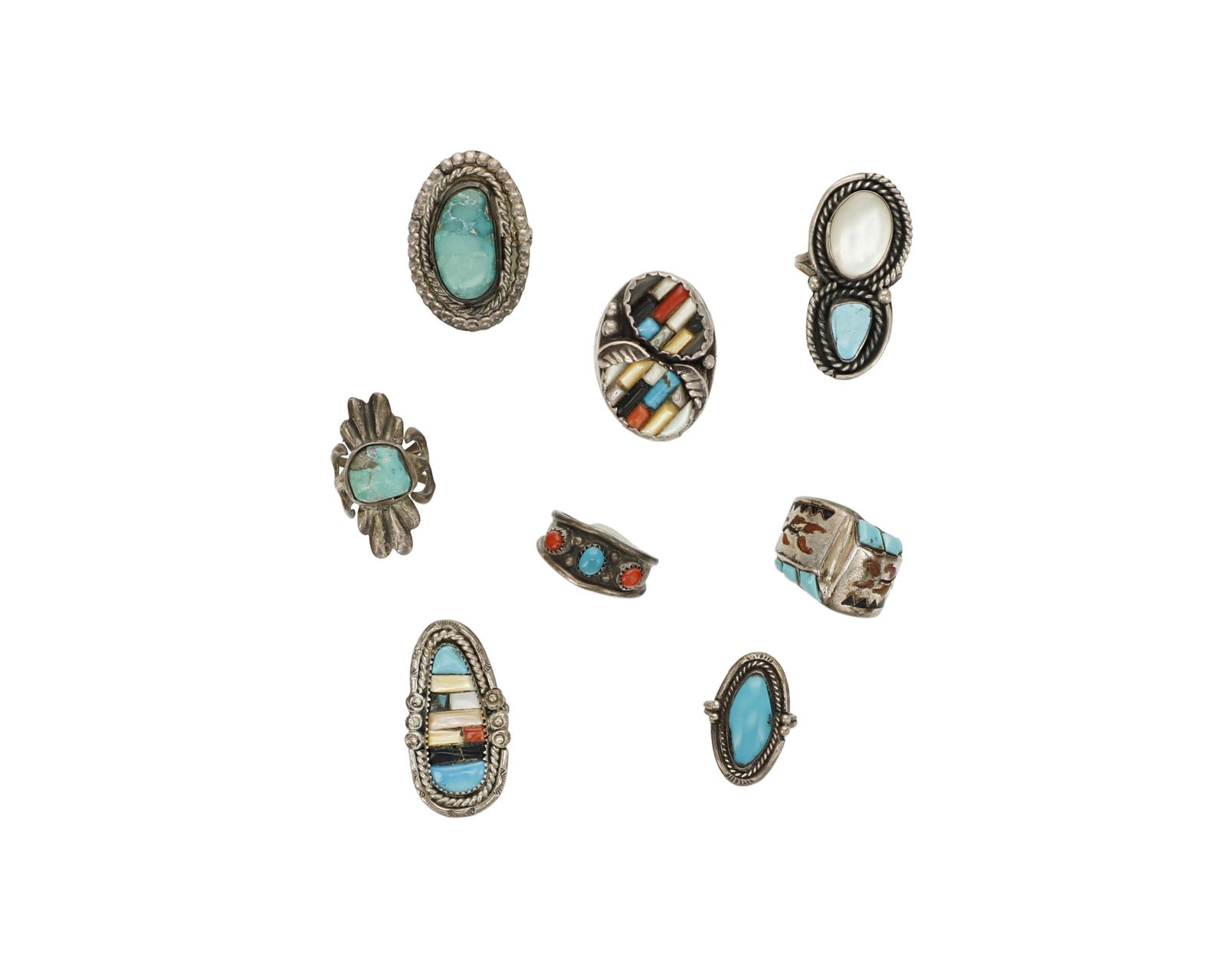 A group of Southwest stone set rings (1 of 2)