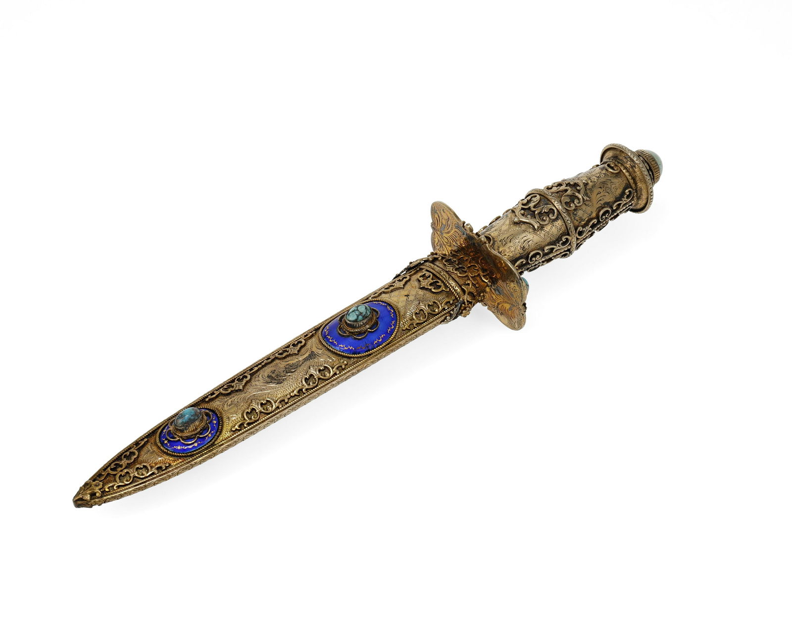 A Viennese enameled gilt-silver presentation dagger (1 of 2)