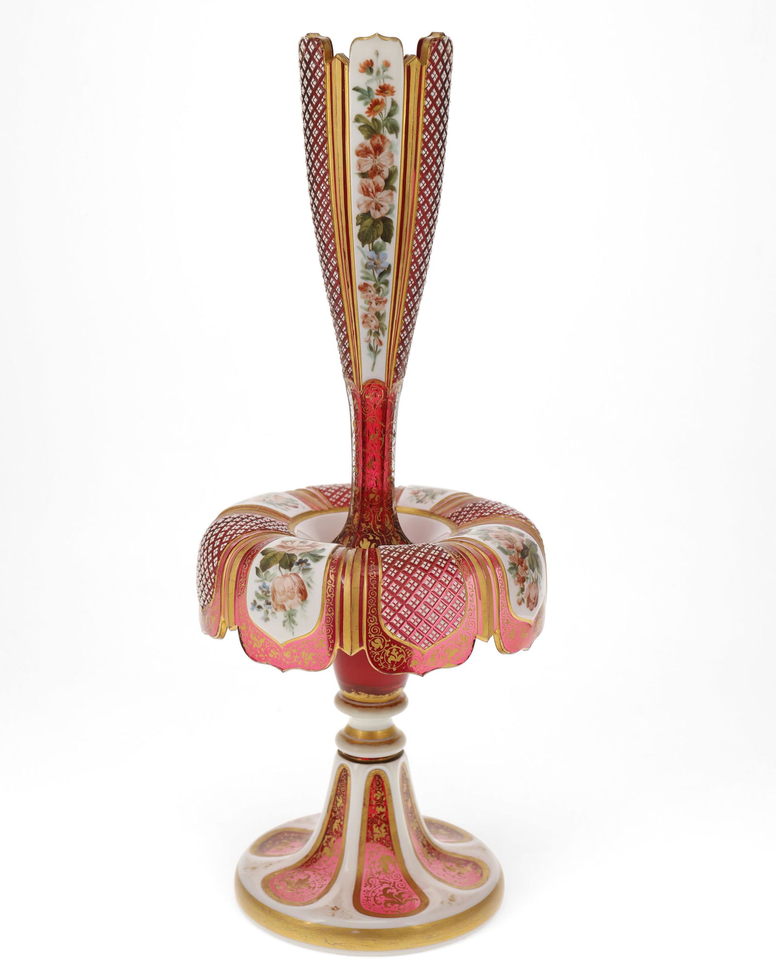 A Bohemian art glass epergne centerpiece (1 of 2)