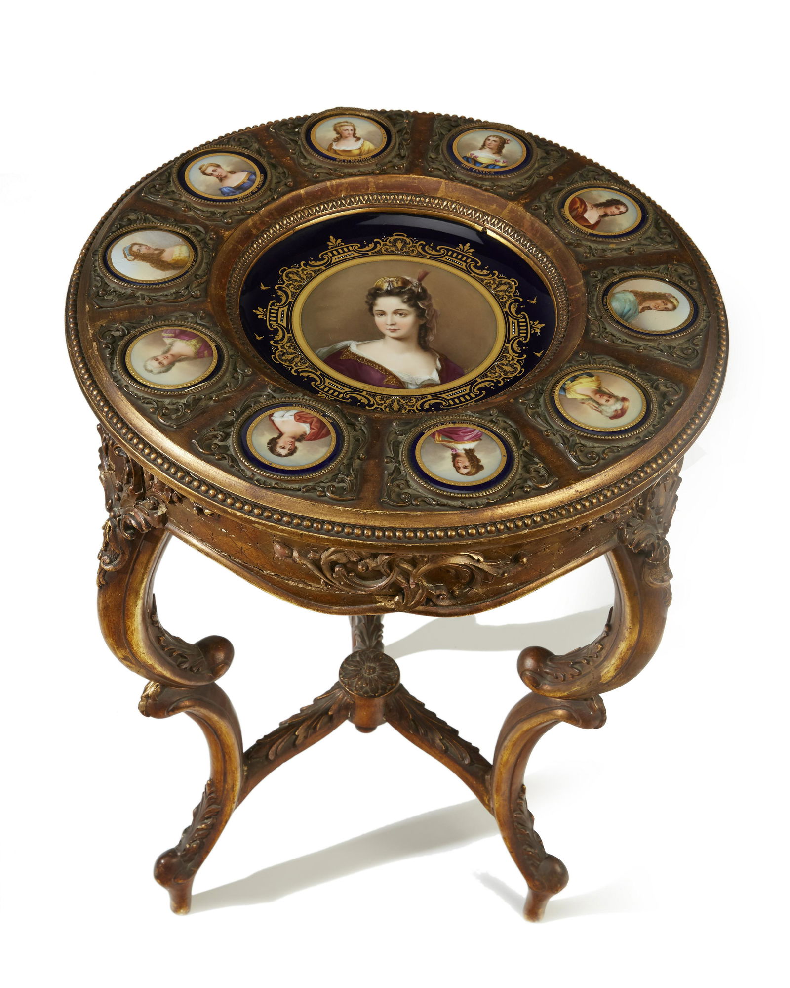 A giltwood side table with Royal Vienna porcelain (1 of 2)