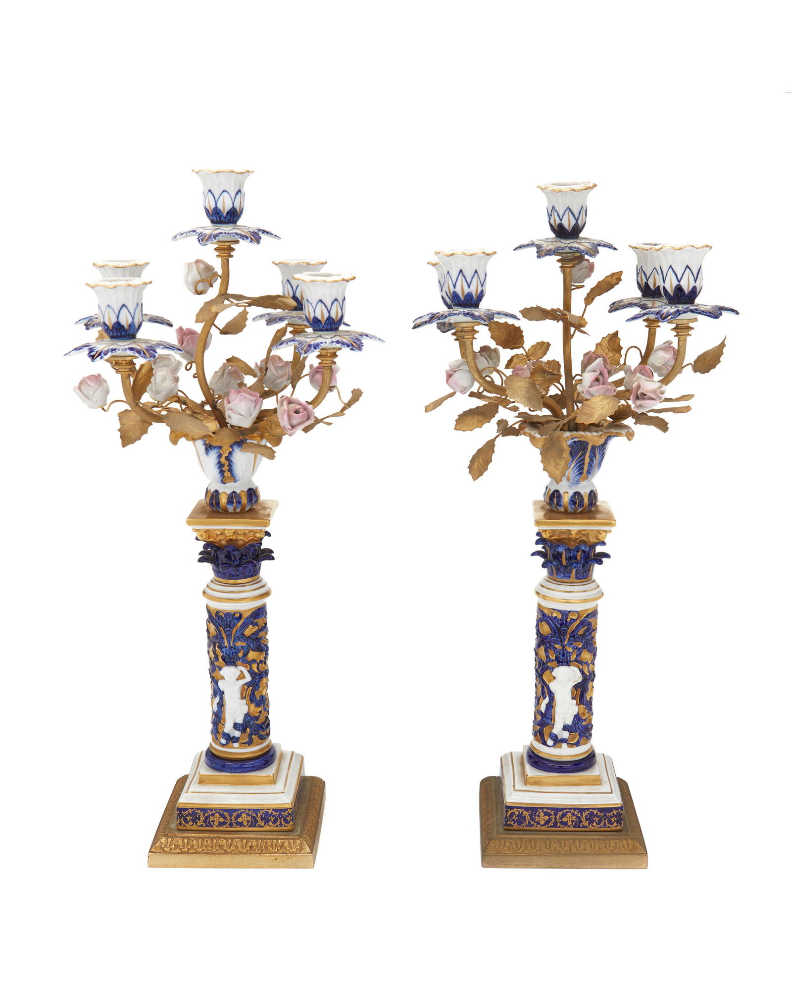 A pair of Continental porcelain candelabra (1 of 4)