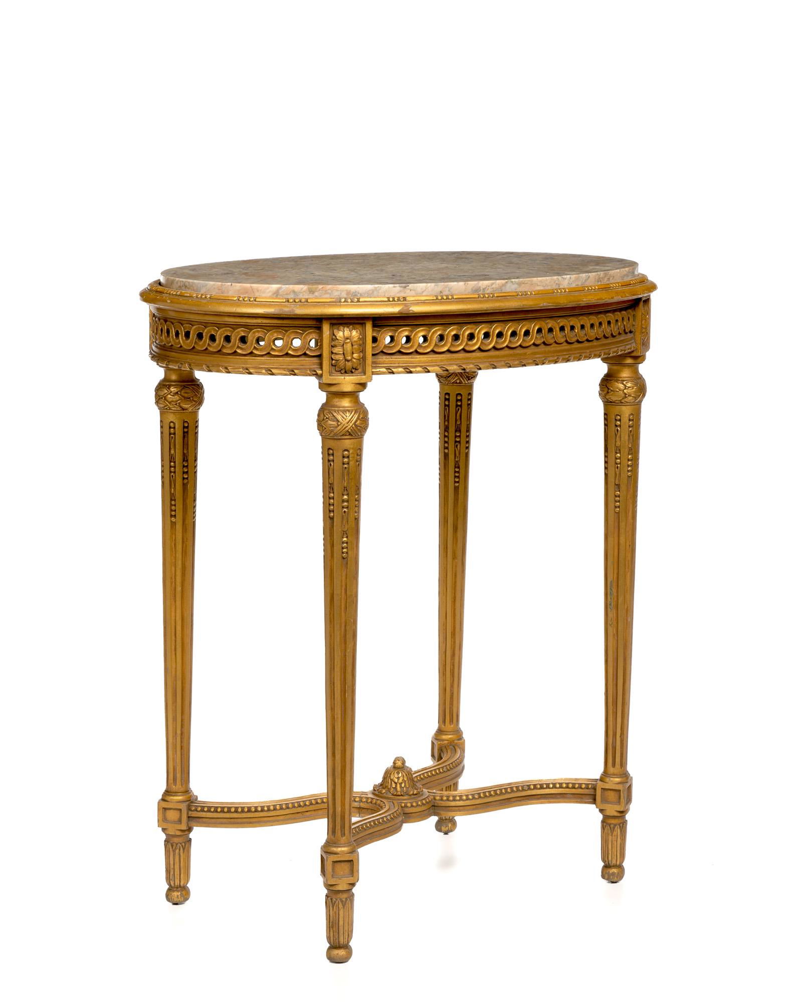 A French Louis XV-style carved giltwood lamp table (1 of 1)