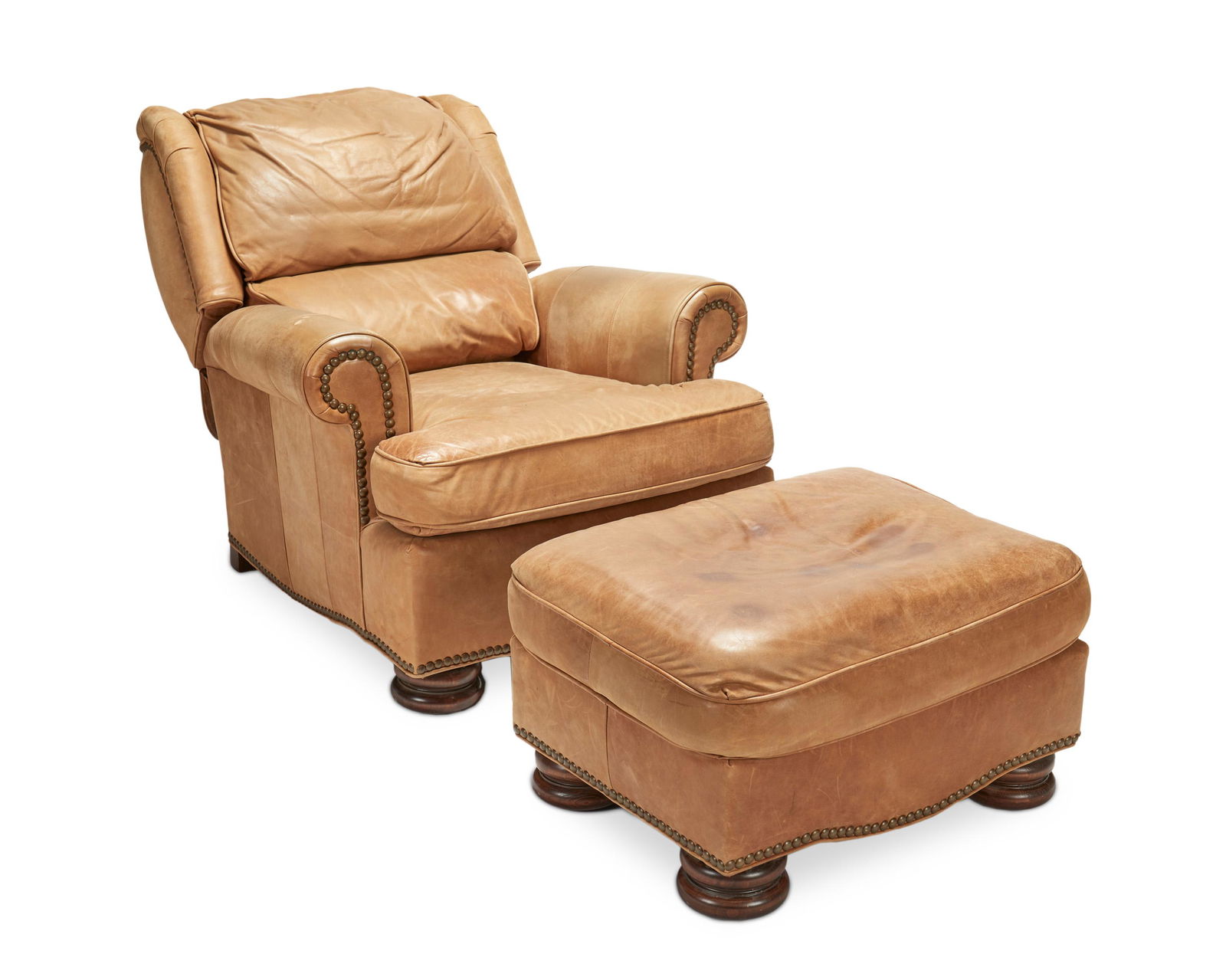 A contemporary Drexel Heritage leather club chair with (1 of 7)