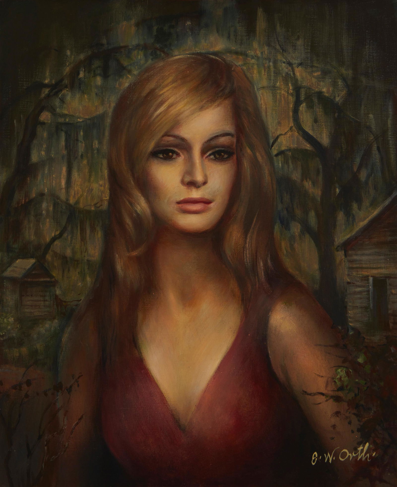 John William Orth (1889-1976, Santa Ana, CA): Portrait of a woman Oil on canvas Signed lower right: J. W. Orth 22.25" H x 18.25" W