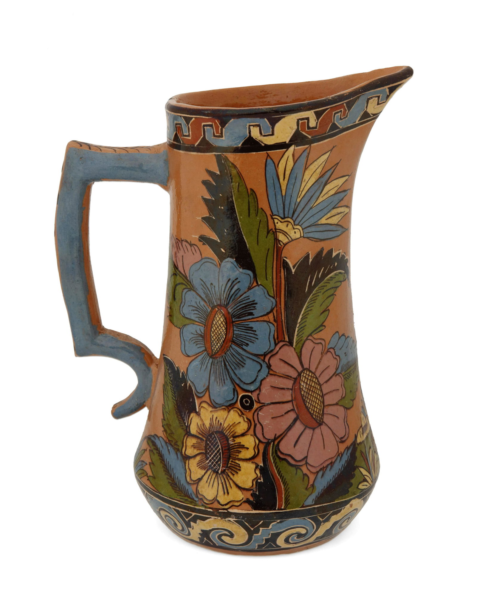 A Tlaquepaque pottery pulque pitcher, attributed to (1 of 3)