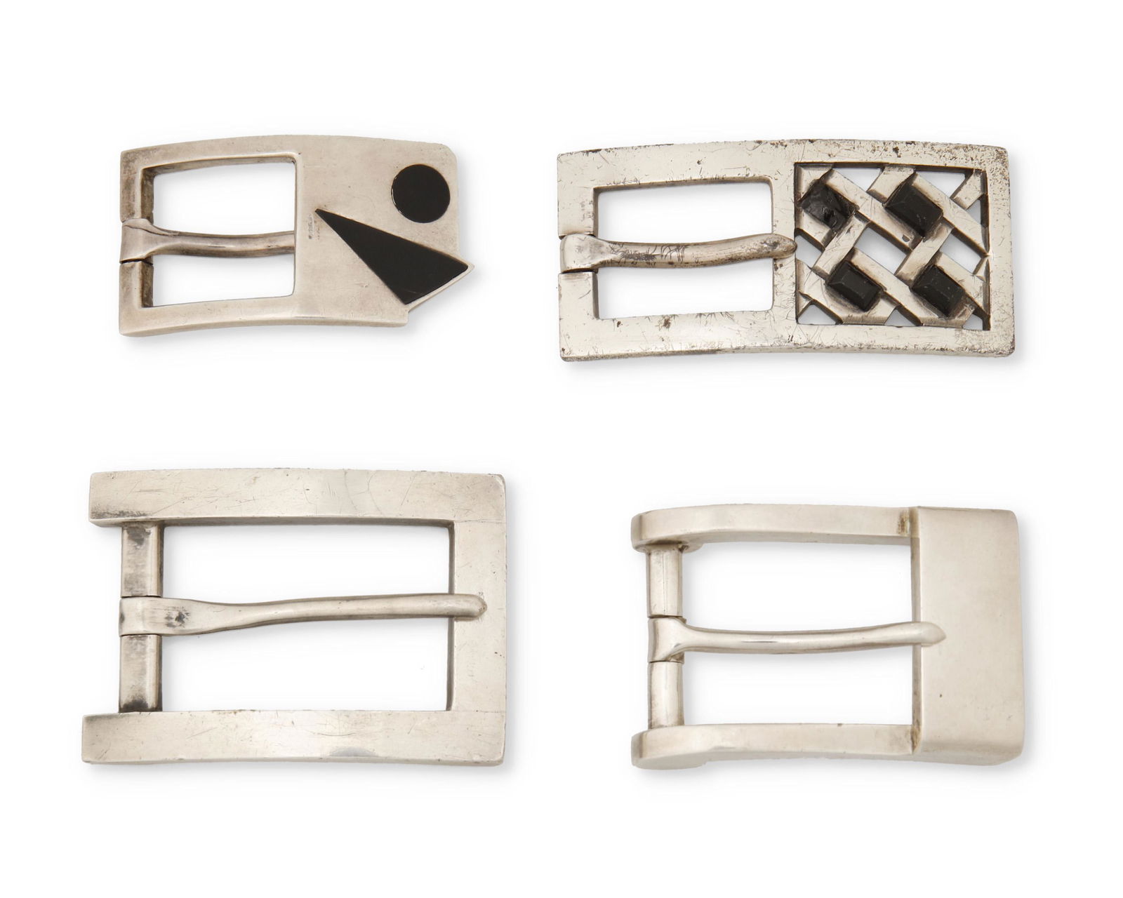 A group of Antonio Pineda silver and onyx belt buckles (1 of 2)
