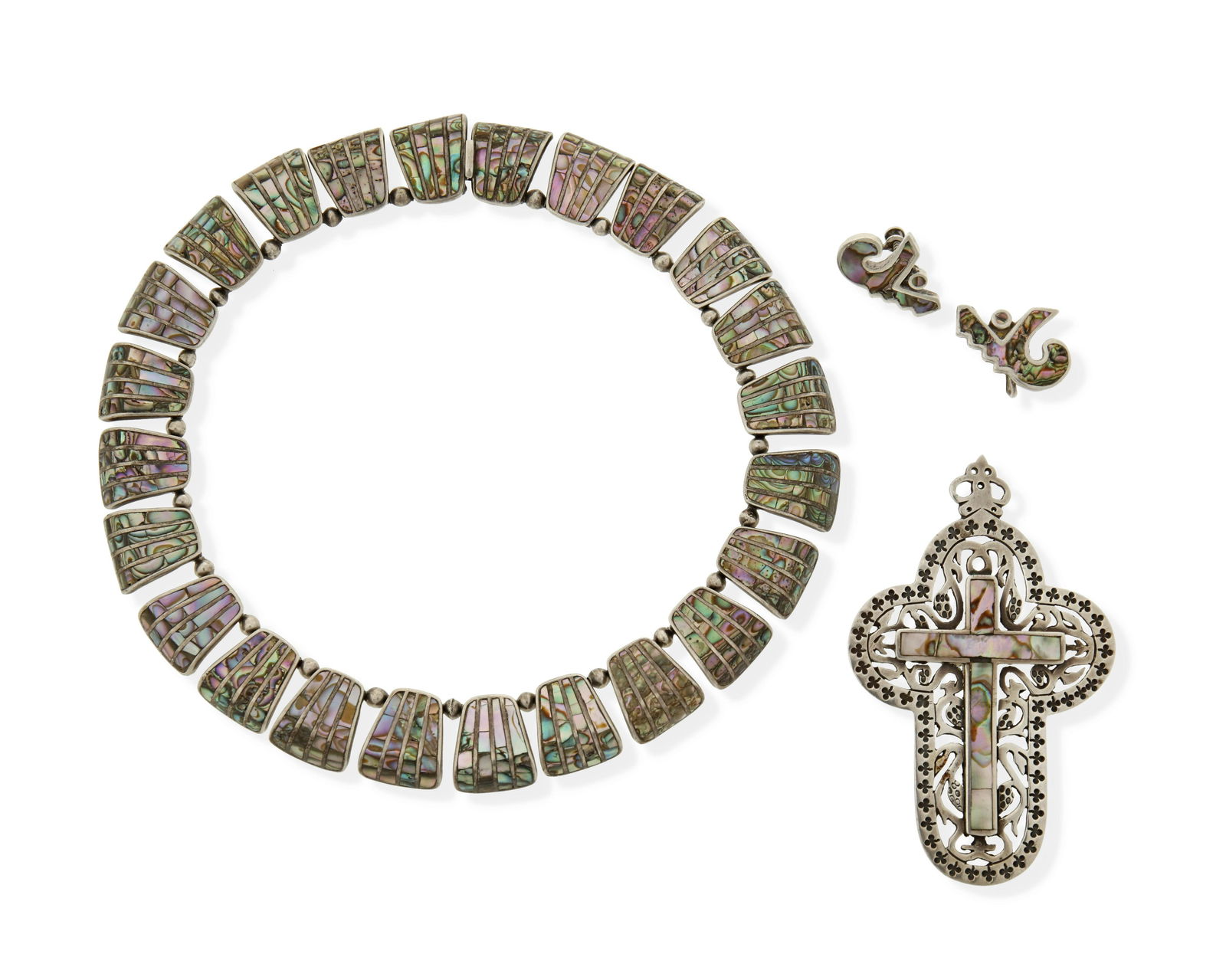 A group of Los Castillo "Mosaico Azteca" silver jewelry (1 of 2)