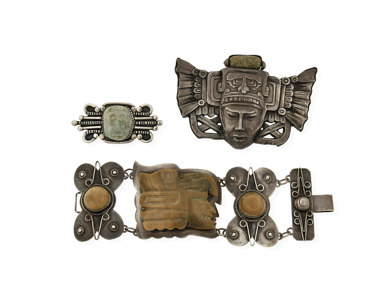 A group of silver stone set jewelry items (1 of 2)