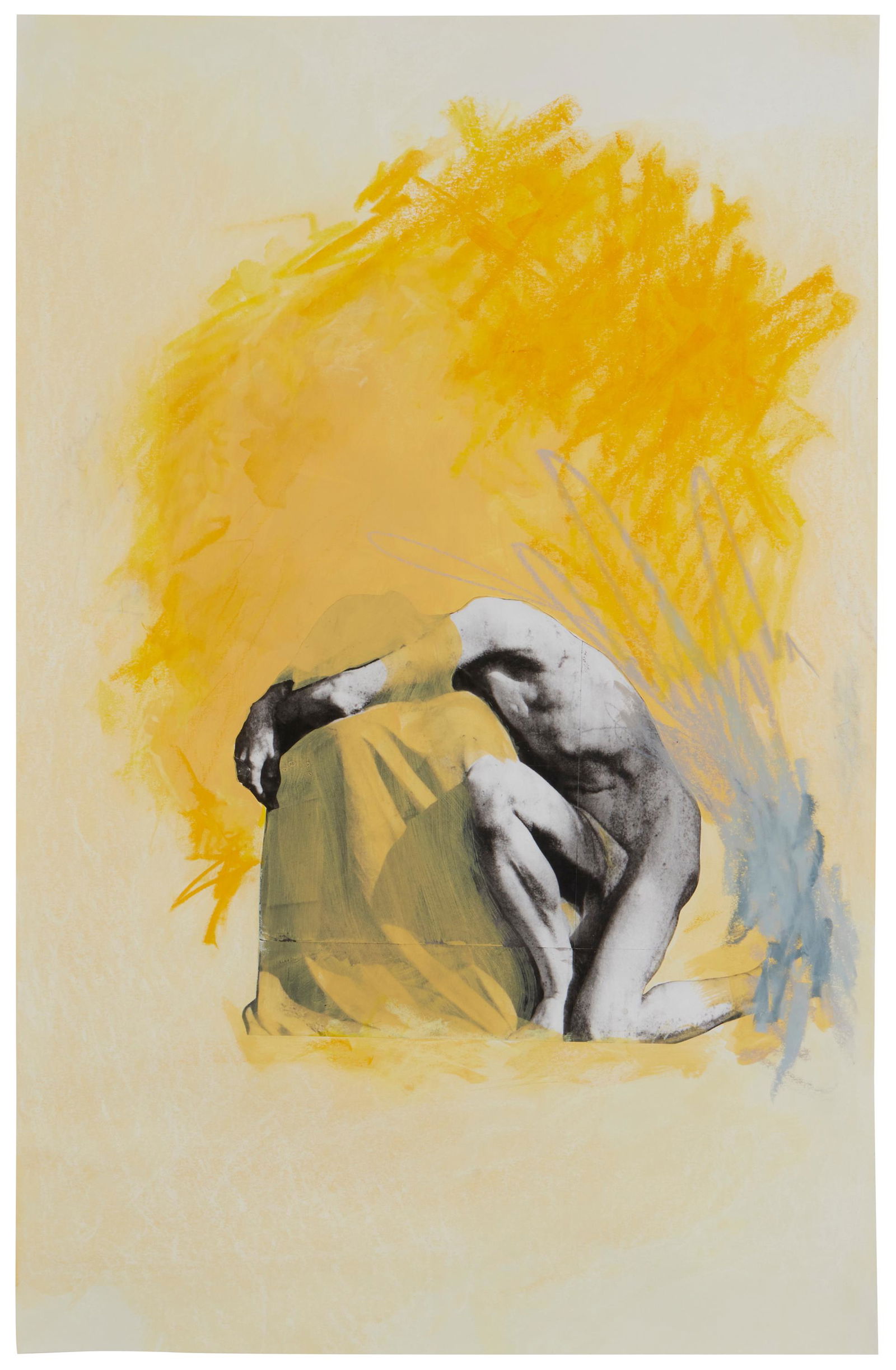 Scott Treleaven (b. 1972, Canadian): "Cimitero Drawing 16," 2010 Vinyl paint and collage on paper under Plexiglas Appears unsigned; titled and dated on a gallery label affixed to the backing board 27" H x 17" W Provenance: Marc Selw