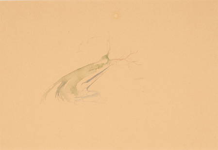 Dirk Bell (b. 1969, German): Untitled, 2002 Watercolor and ink on tan paper under Plexiglas Appears unsigned Sight: 11" H x 16" W Provenance: Gavin Brown's enterprise, New York, NY The Blake Bryne Collection