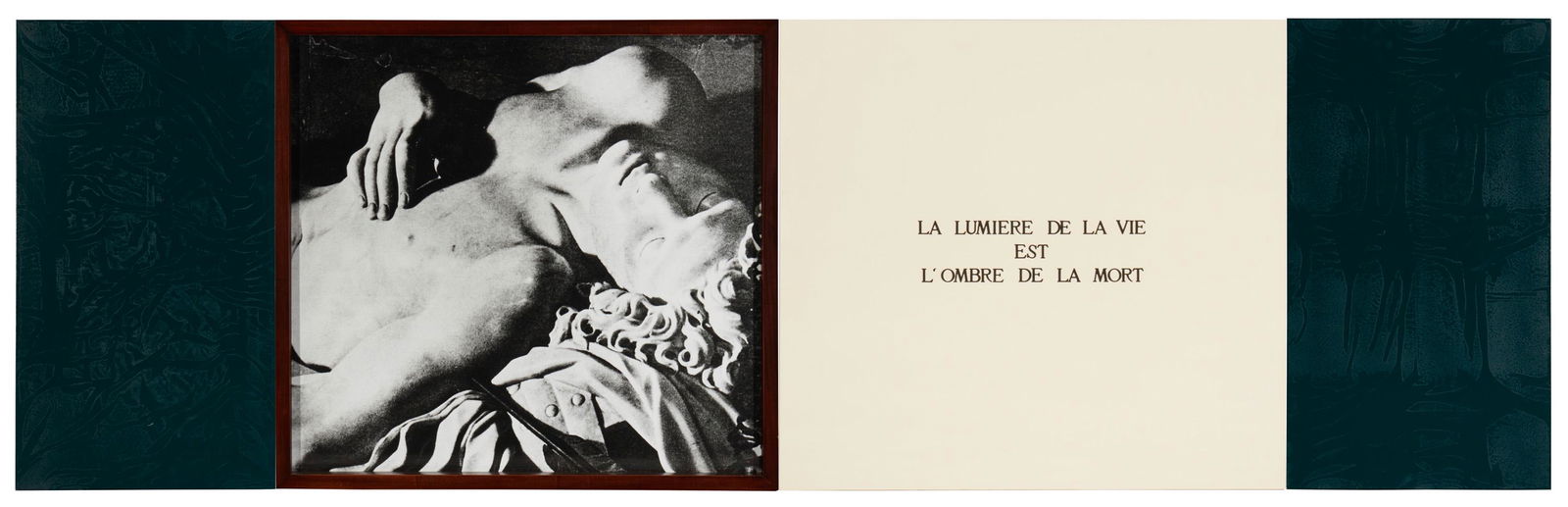 Marie-Jo Lafontaine (b. 1950, Belgian): "La Lumiere de la Vie Est L'ombre de la Mort," 1989 Mixed media on wood Signed, dated and titled in pencil verso: Marie-Jo Lafontaine 42" H x 134.75" W Provenance: The Jack Shainman Gallery, New