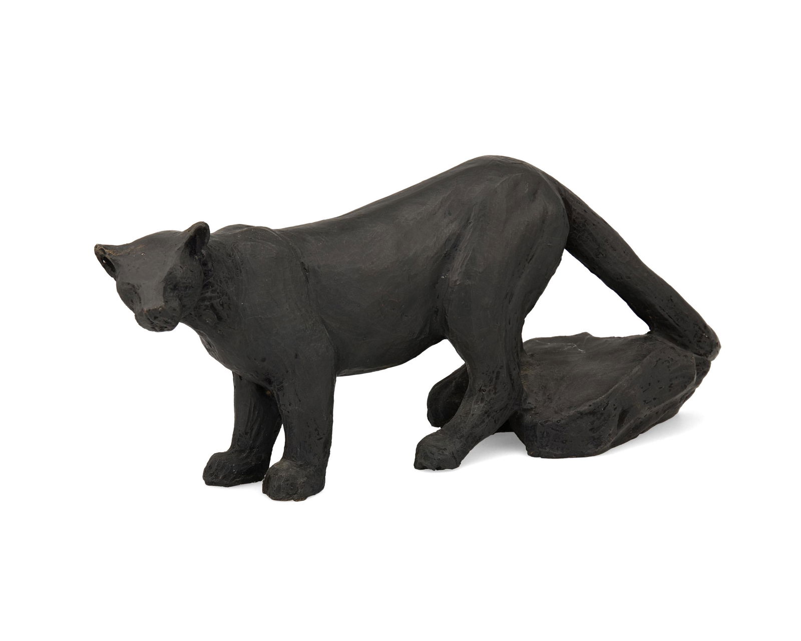 Gwynn Murrill (b. 1942, American): Cougar, 1994 Bronze Edition 3/9; with inscribed signature, date, and number: G. Murrill 4.25" H x 10.75" W x 3" D Provenance: Corporate Collection, Los Angeles, CA Notes: The American sculptor