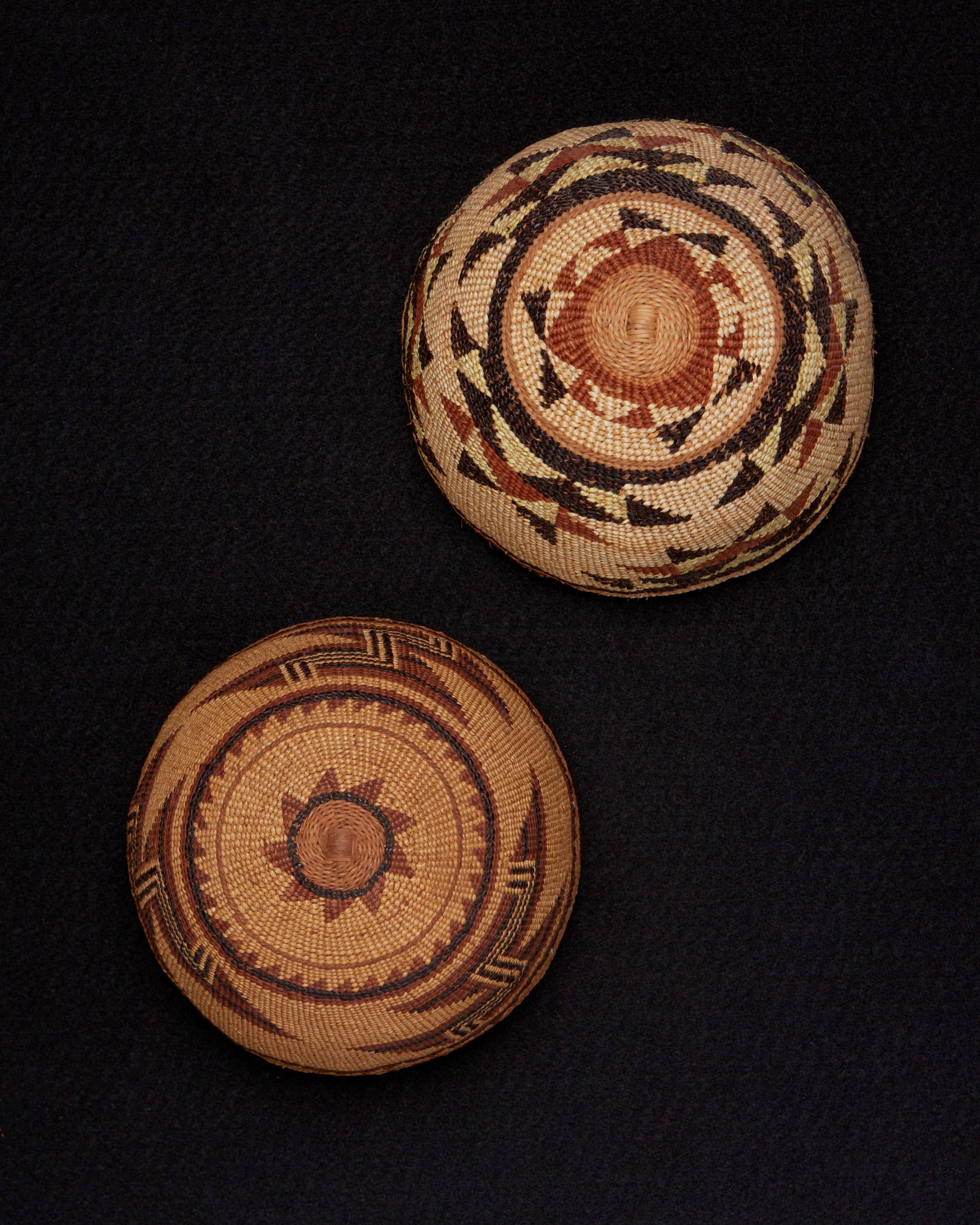 Two polychrome Hupa / Yurok / Karuk basket hats (1 of 4)