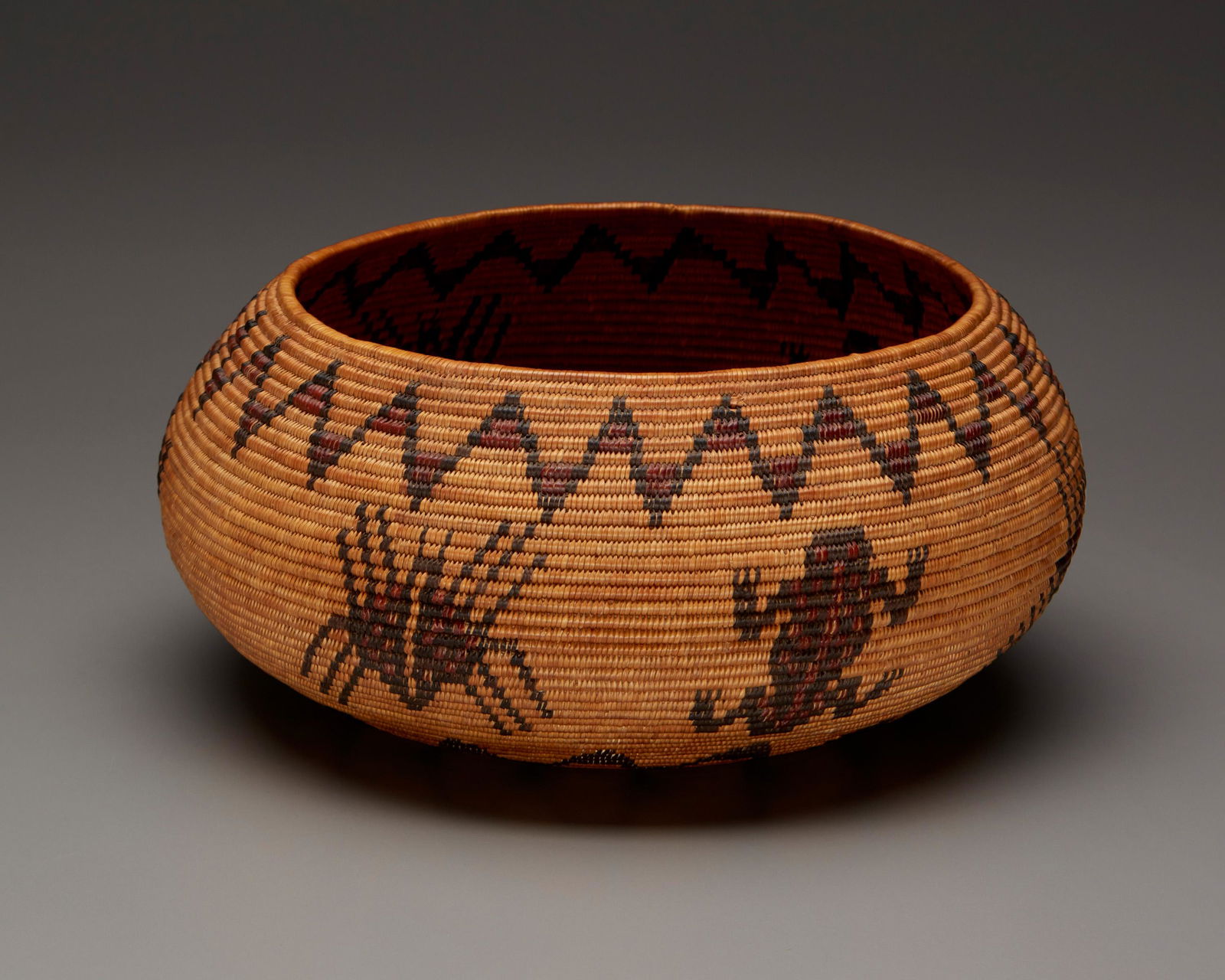 A polychrome Mono Lake Paiute pictorial basket woven by (1 of 4)