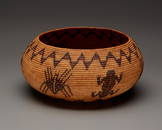 A polychrome Mono Lake Paiute pictorial basket woven by