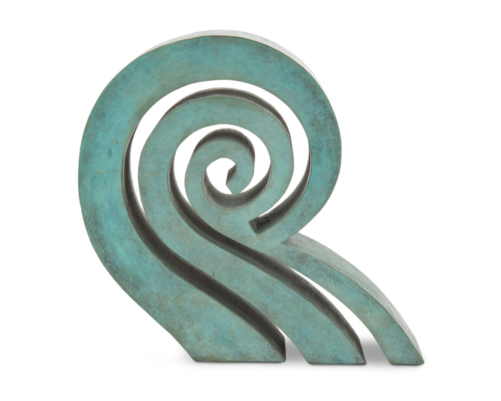 Jack Youngerman (1926-2020, American): "Mama Bronze Wave," 1990 Patinated bronze Signed and dated: JY / 1990 12.25" H x 13" W x 3" D Provenance: Washburn Gallery, New York, NY The Blake Byrne Collection