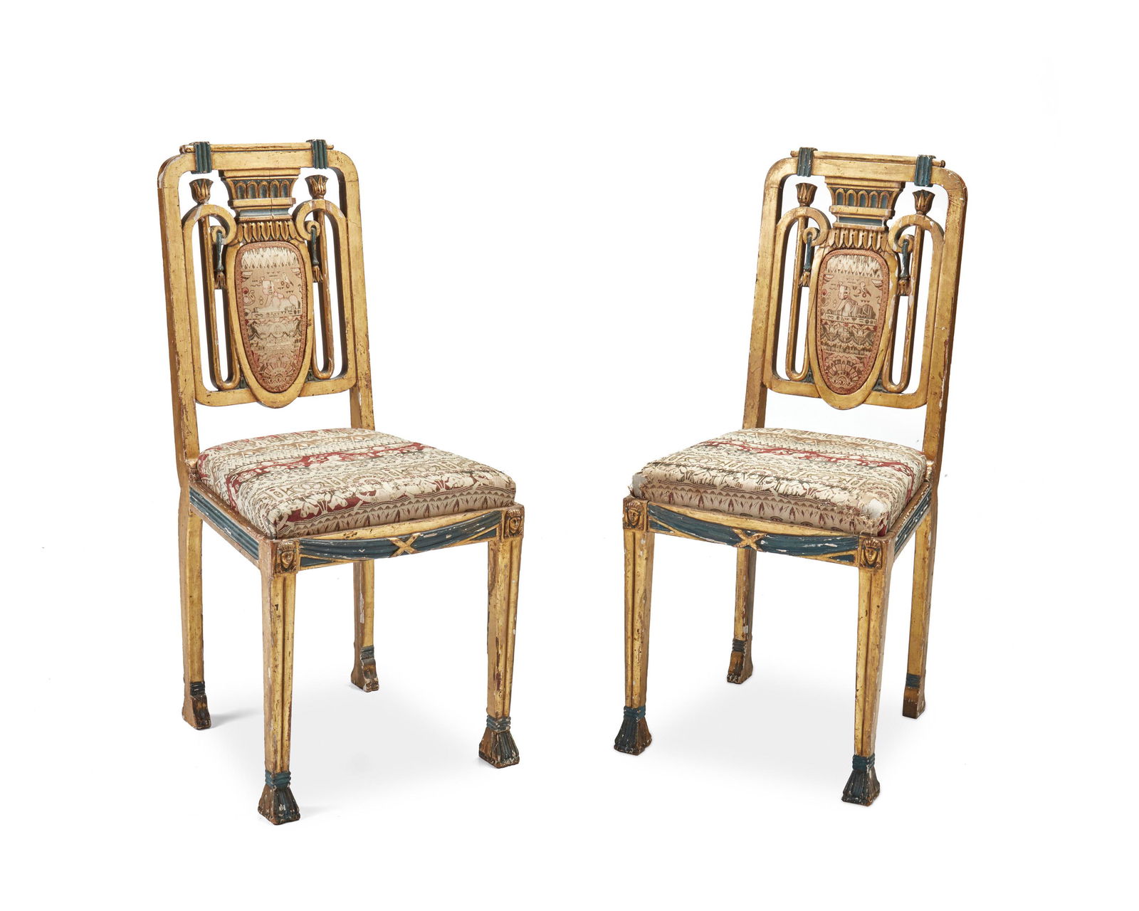 A pair of Egyptian Revival giltwood side chairs (1 of 6)