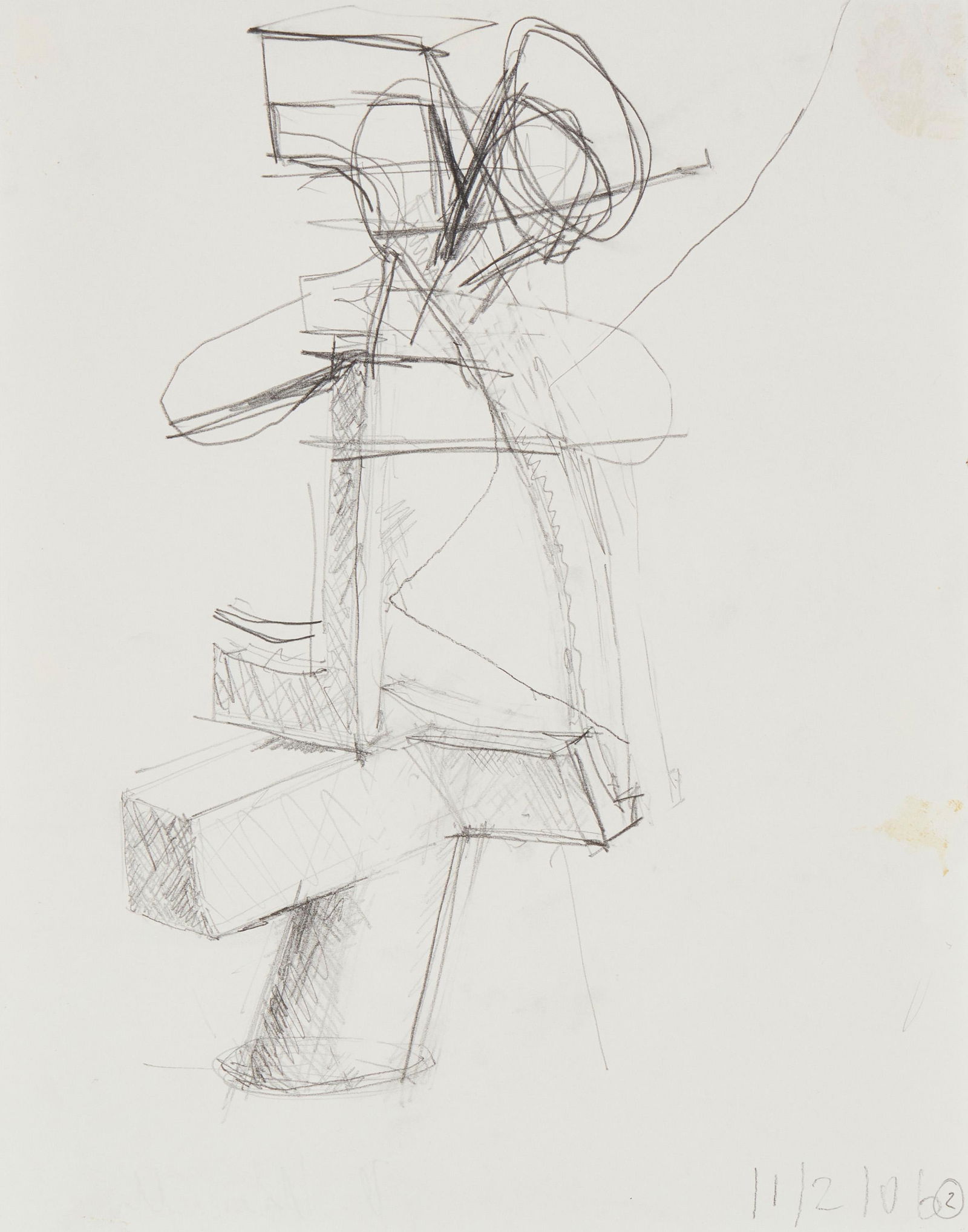 Thomas Kiesewetter (b. 1963, German): "Untitled (11-2-06) #2," 2006 Graphite on paper under Plexiglas Signature showing through faintly from the verso along the lower edge, at left: Th. Kiesewetter; partially titled (2) and dated 11/2/0