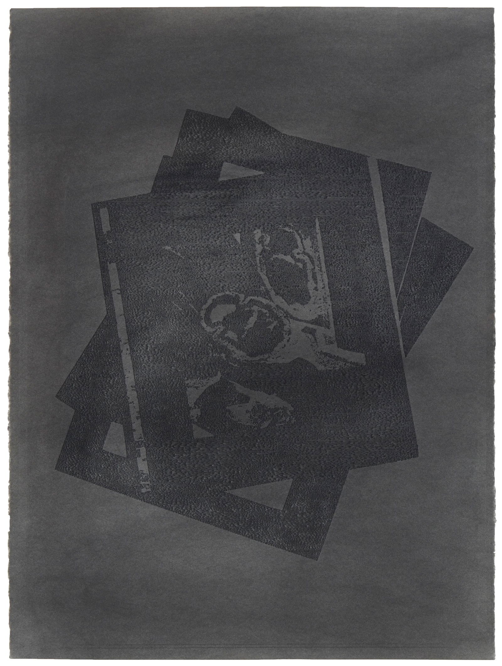 Daniel Lefcourt (b. 1975, American): "Untitled (Dust Drawing)," 2005 Graphite dust on paper under glass Signed and dated verso: Daniel Lefcourt; titled by repute Image/Sheet: 29.75" H x 22" W Provenance: Sutton Lane, London, England