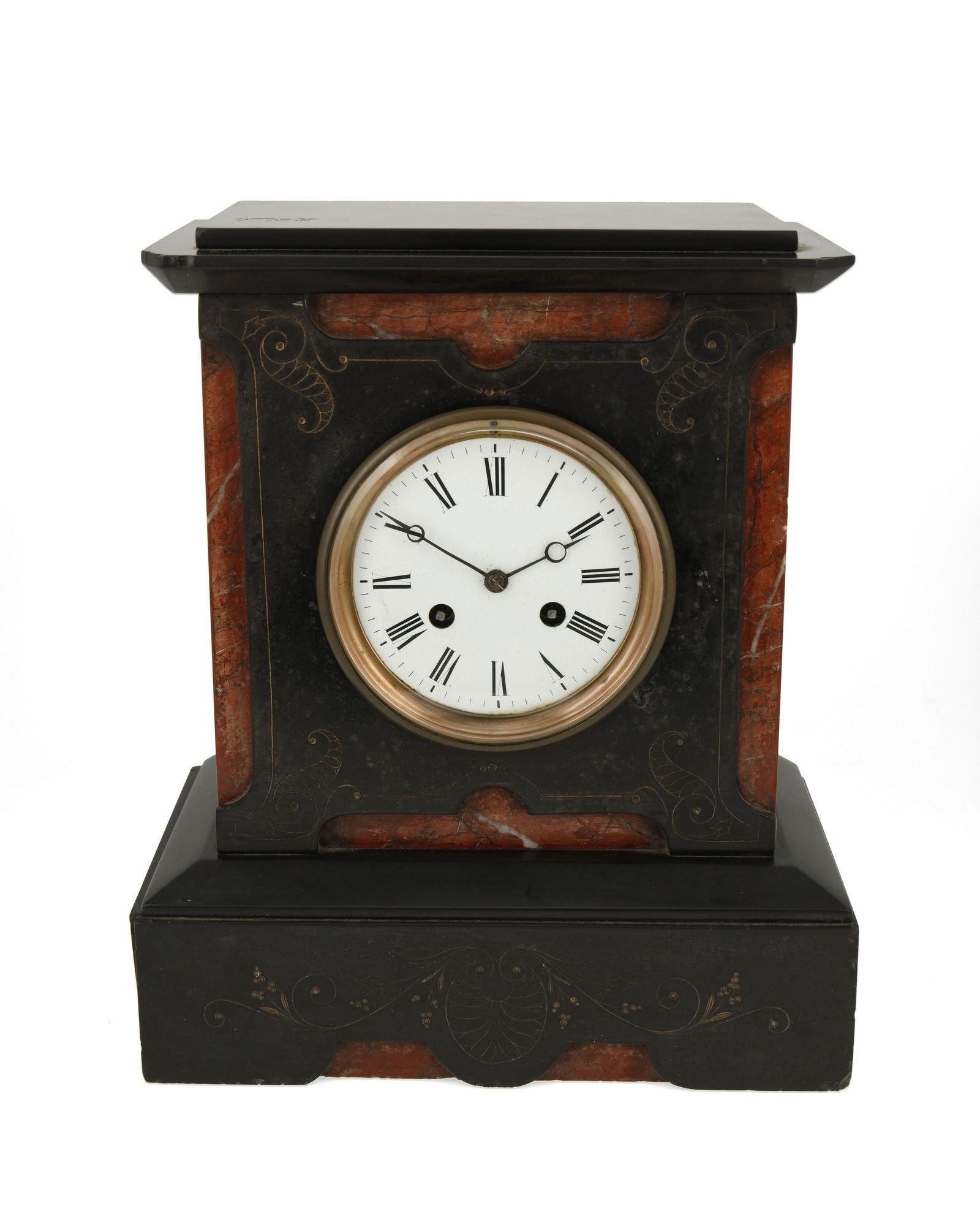 A Victorian slate and marble mantle clock (1 of 2)