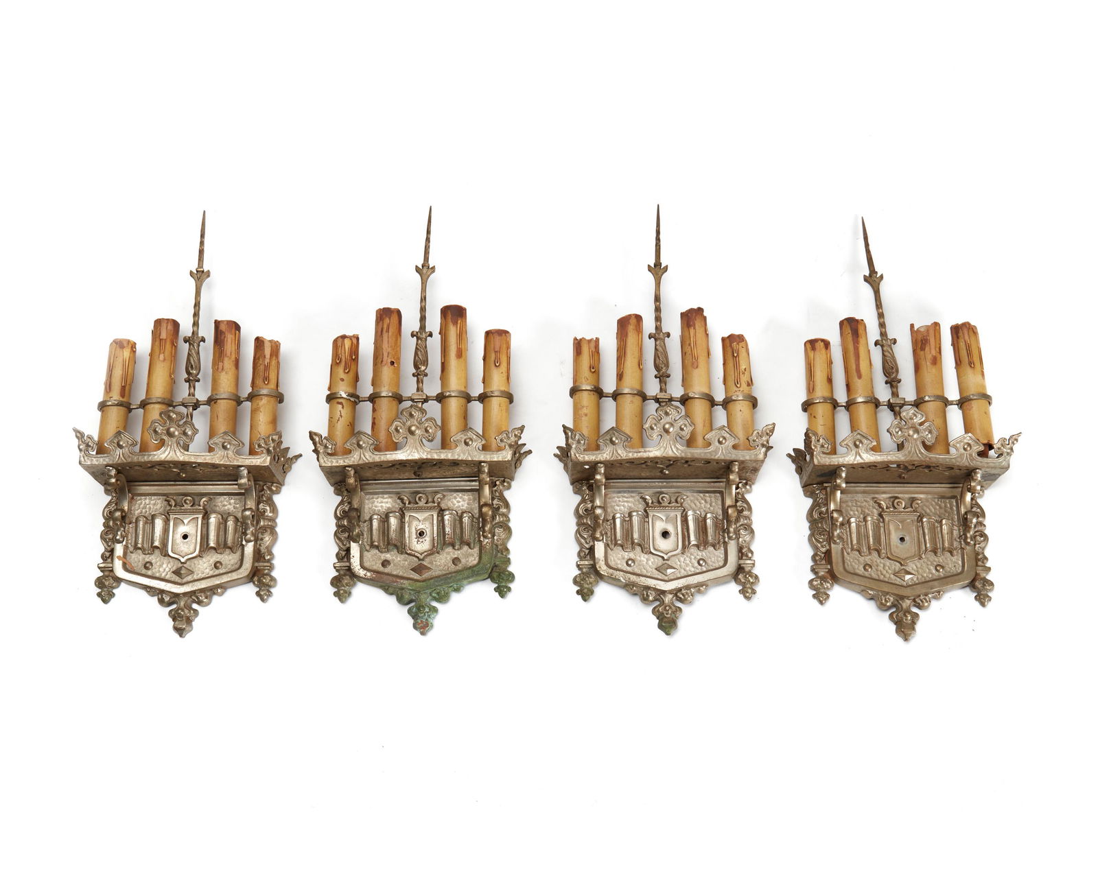 Four silvered-bronze wall sconces (1 of 3)
