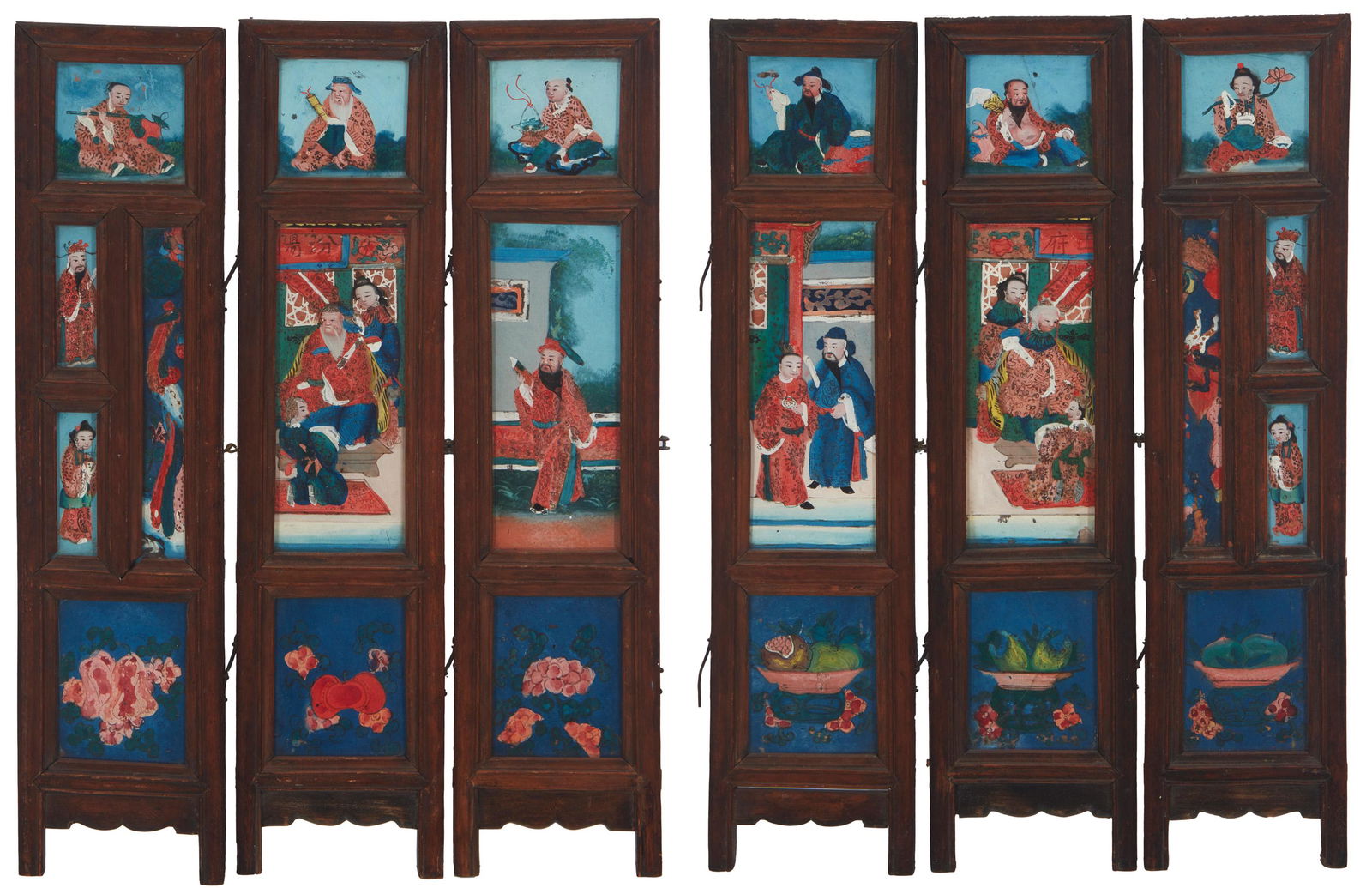 Two Chinese reverse painted table folding screens (1 of 6)