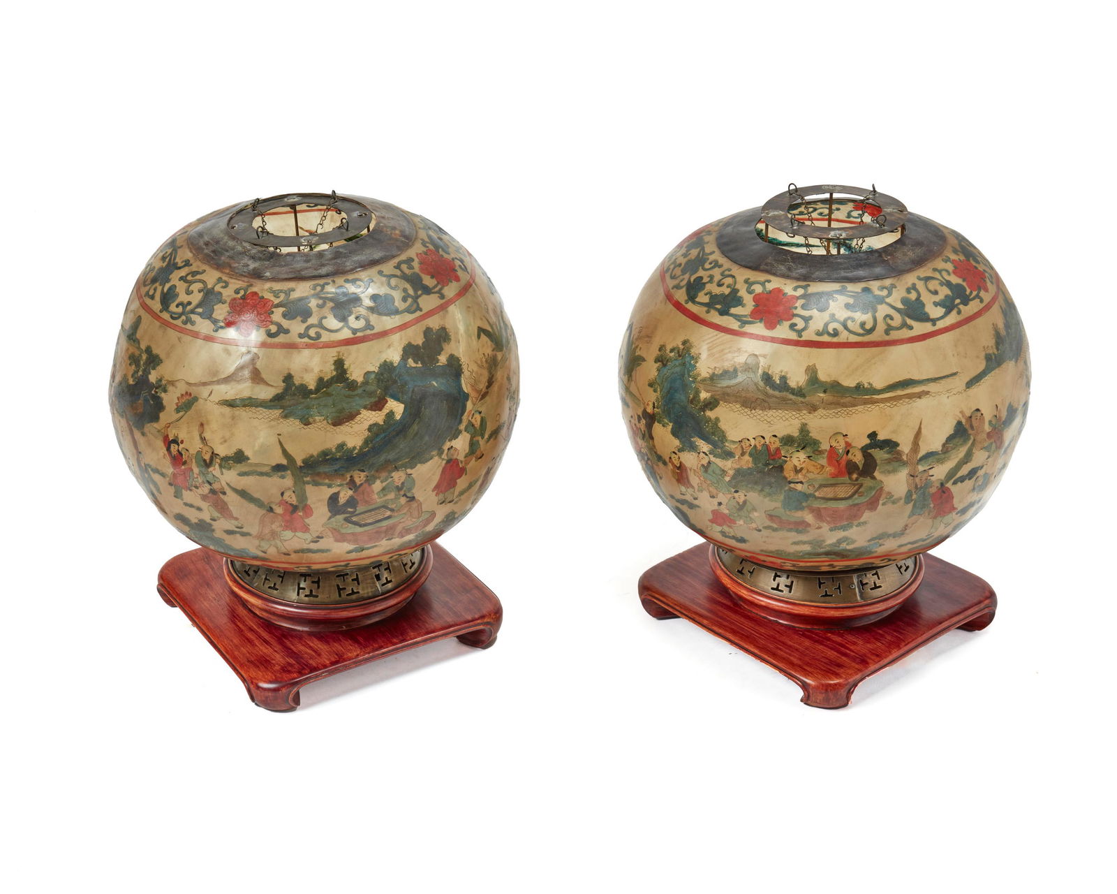 A pair of Chinese vellum globe lanterns (1 of 5)