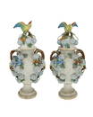 A pair of Meissen "Schneeballen" porcelain covered urns