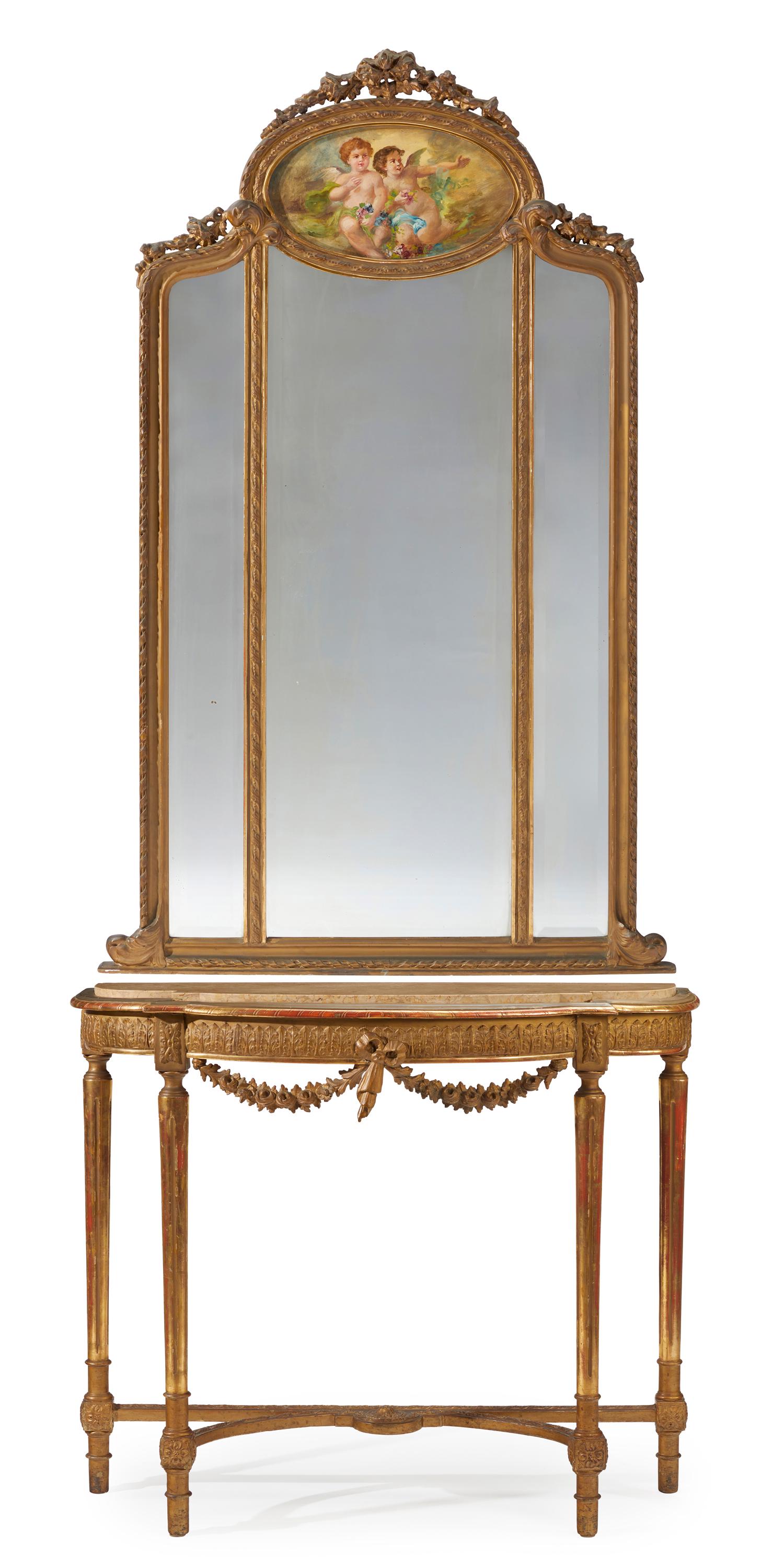 A French Louis XVI-style console table and mirror (1 of 4)