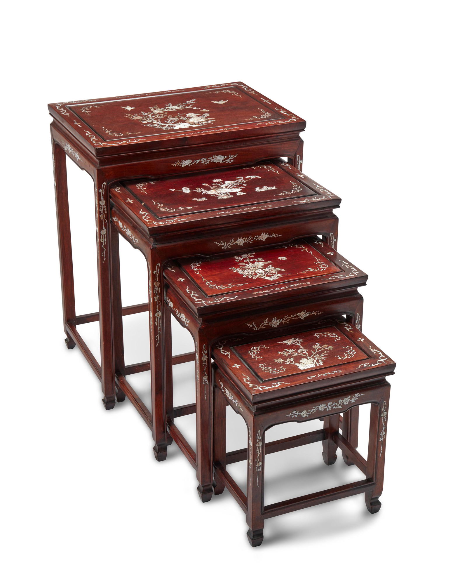 A set of Chinese mother-of-pearl inlaid nesting tables (1 of 4)