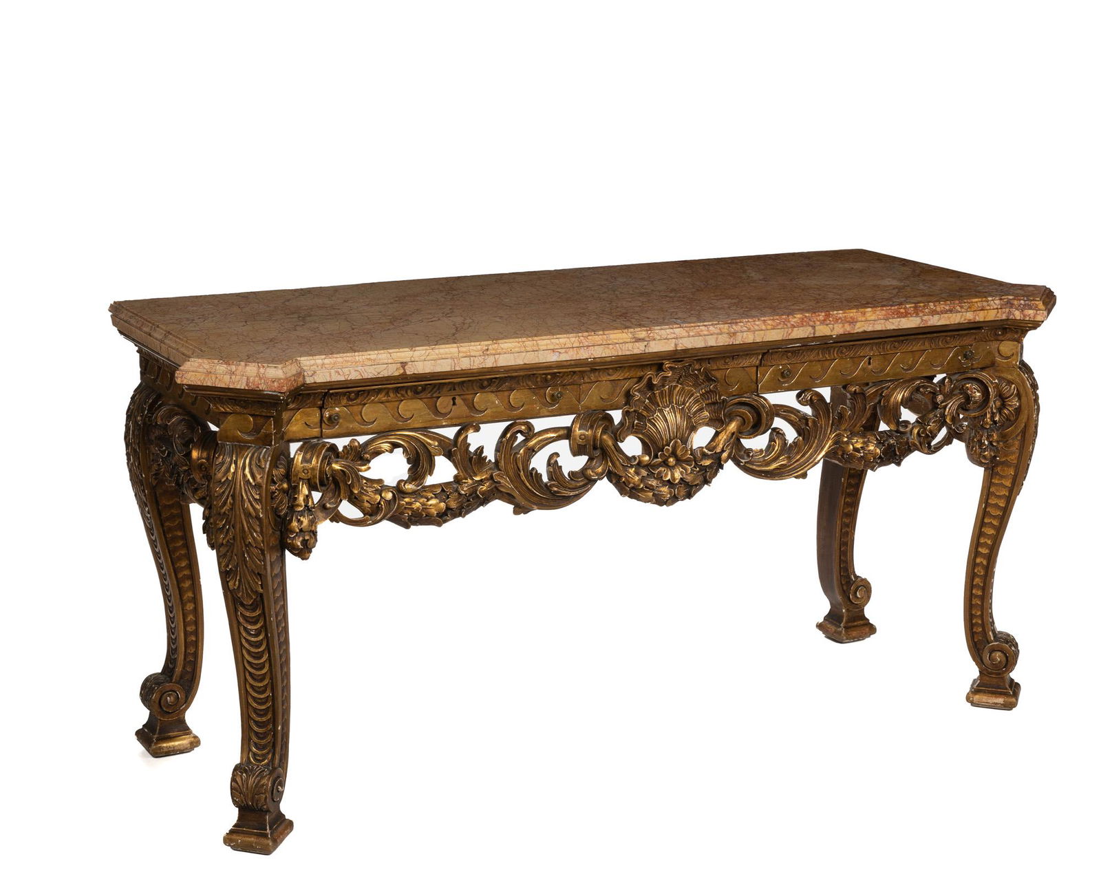 An Italian carved giltwood console table (1 of 3)