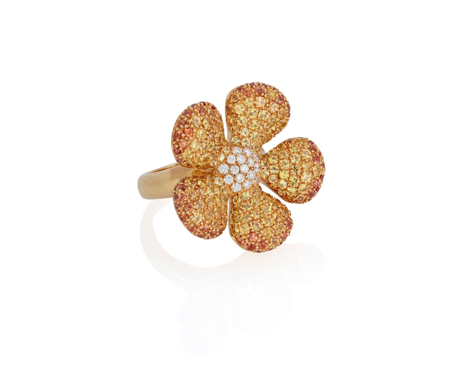 A diamond and colored sapphire flower ring (1 of 2)