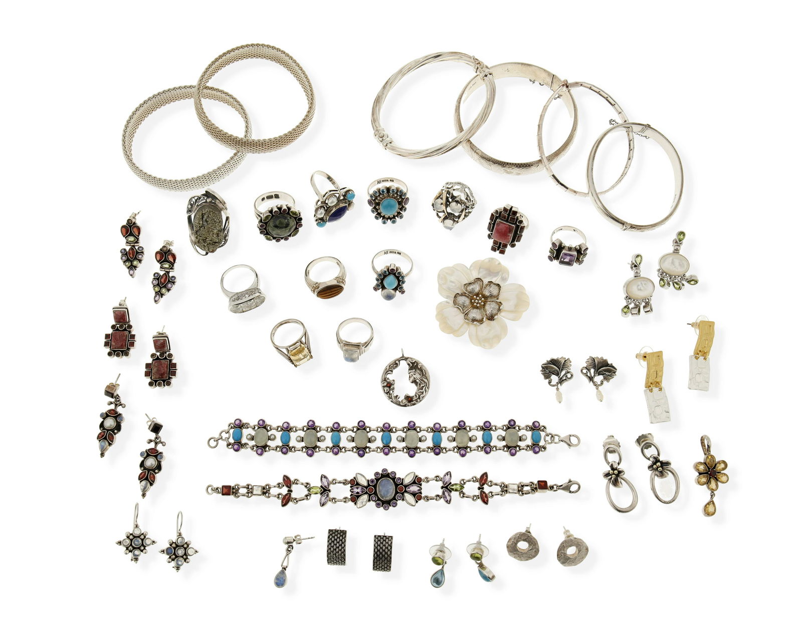 A large mixed group of silver jewelry (1 of 1)