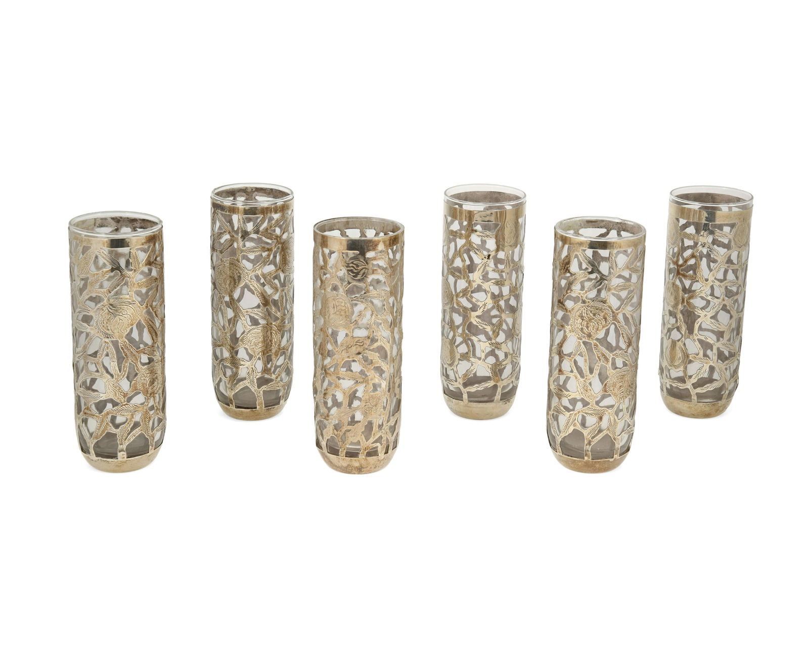 A set of Mexican sterling silver overlay Collins glasses (1 of 2)