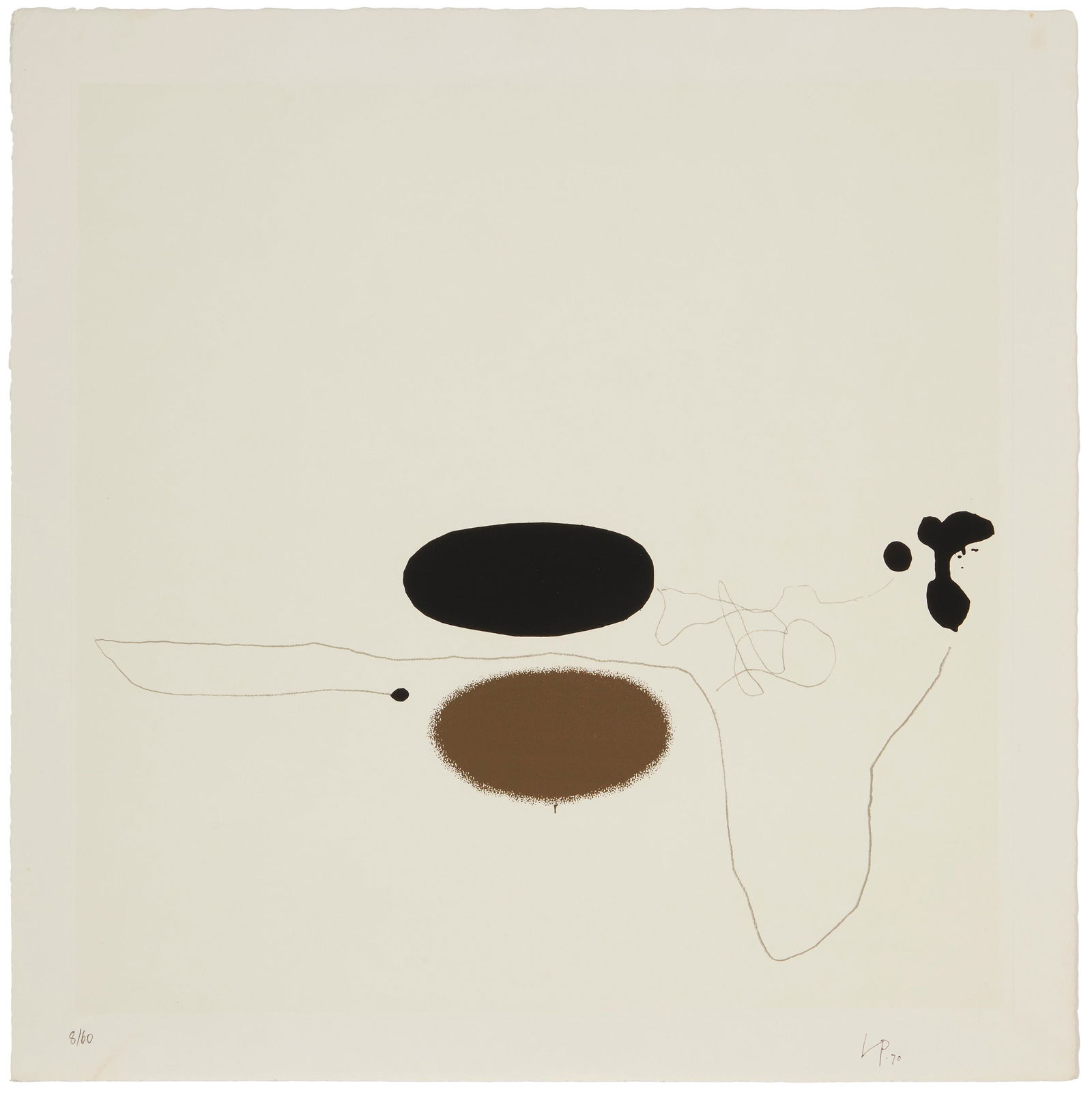 Victor Pasmore (1908-1998, British): "Linear Development 4" from "Points of Contact - Linear Developments Portfolio," 1970-71 Screenprint in colors on wove paper Edition 8/60; initialed and dated in ink in the lower margin at right: VP