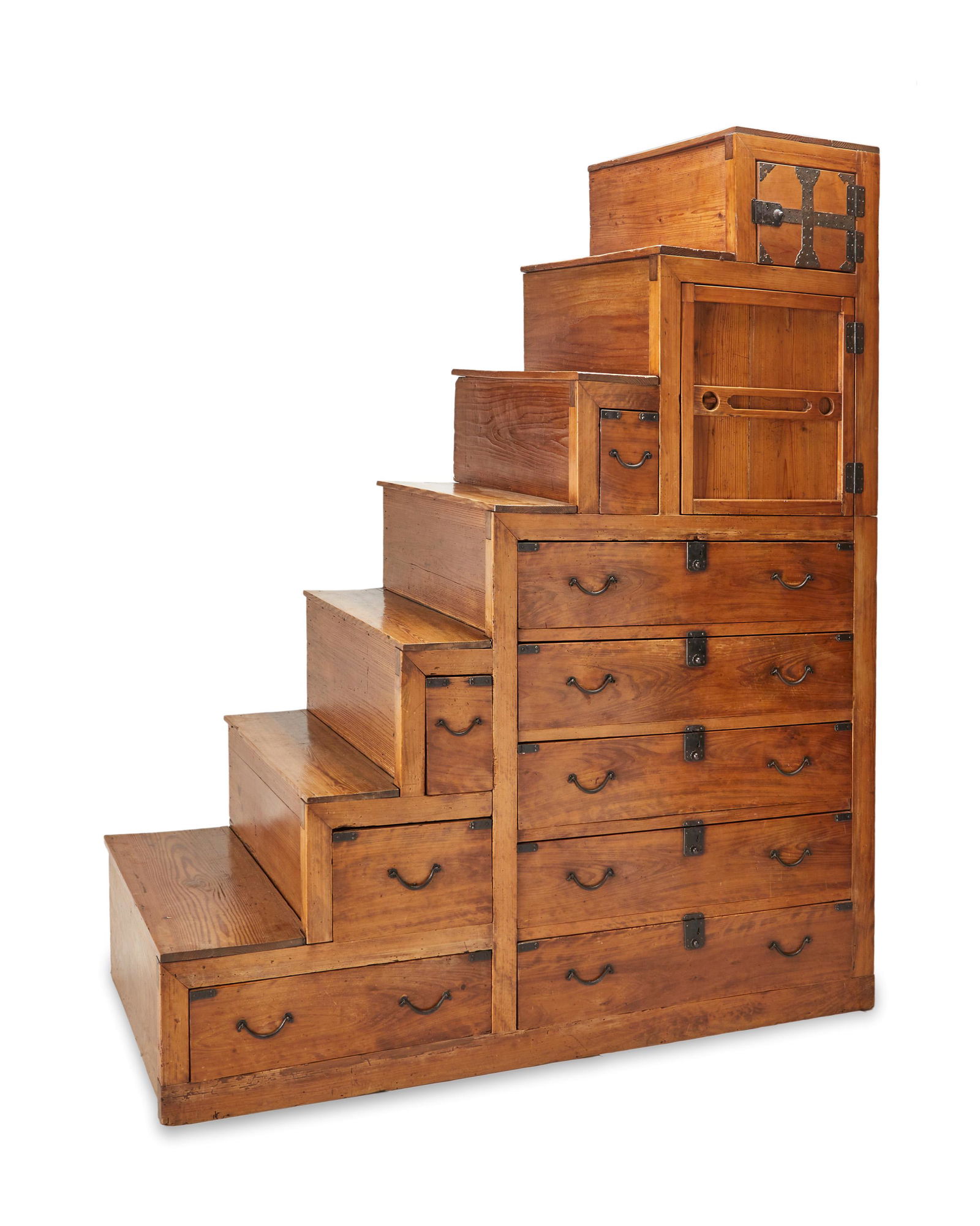 A Japanese kiri wood stepped tansu chest (1 of 6)