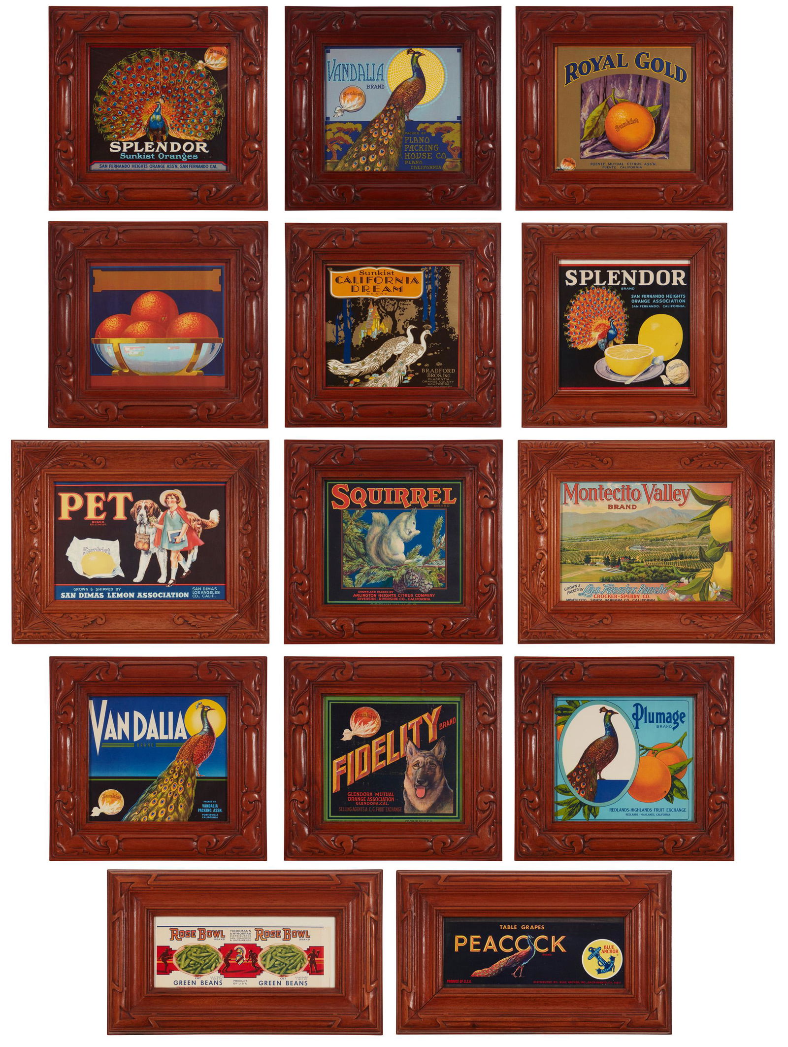 A collection of California orange crate labels (1 of 20)