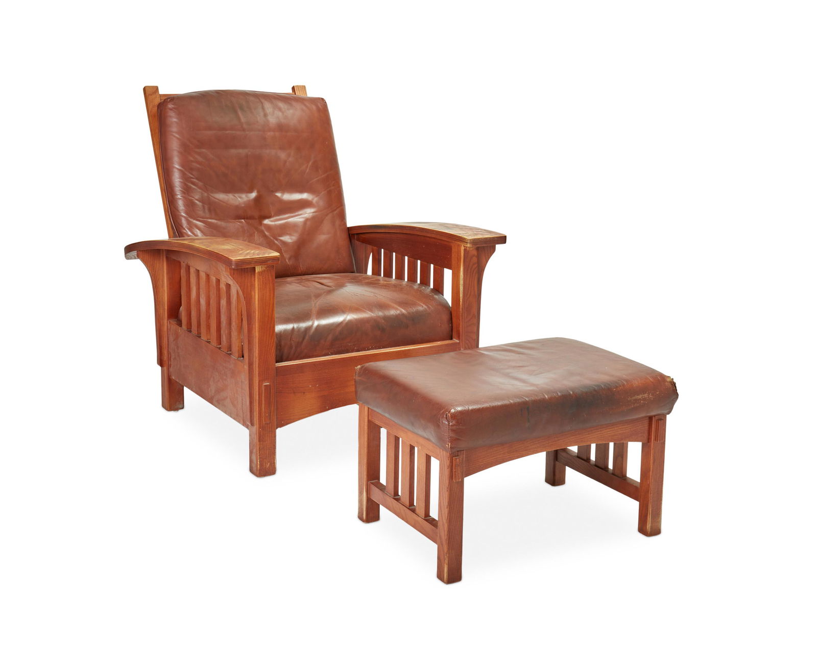 A Restoration Hardware Morris chair and ottoman (1 of 7)