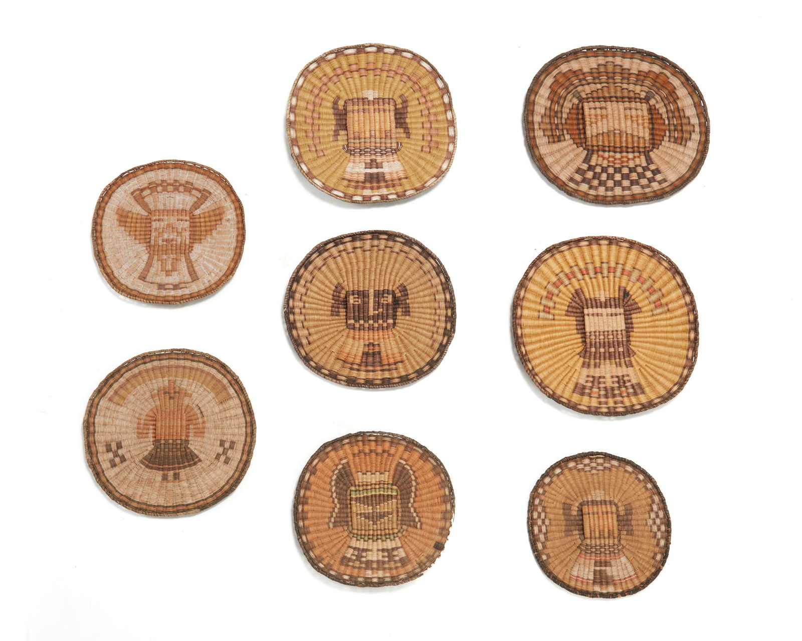 A collection of polychrome Hopi Third Mesa wicker plaques (1 of 4)