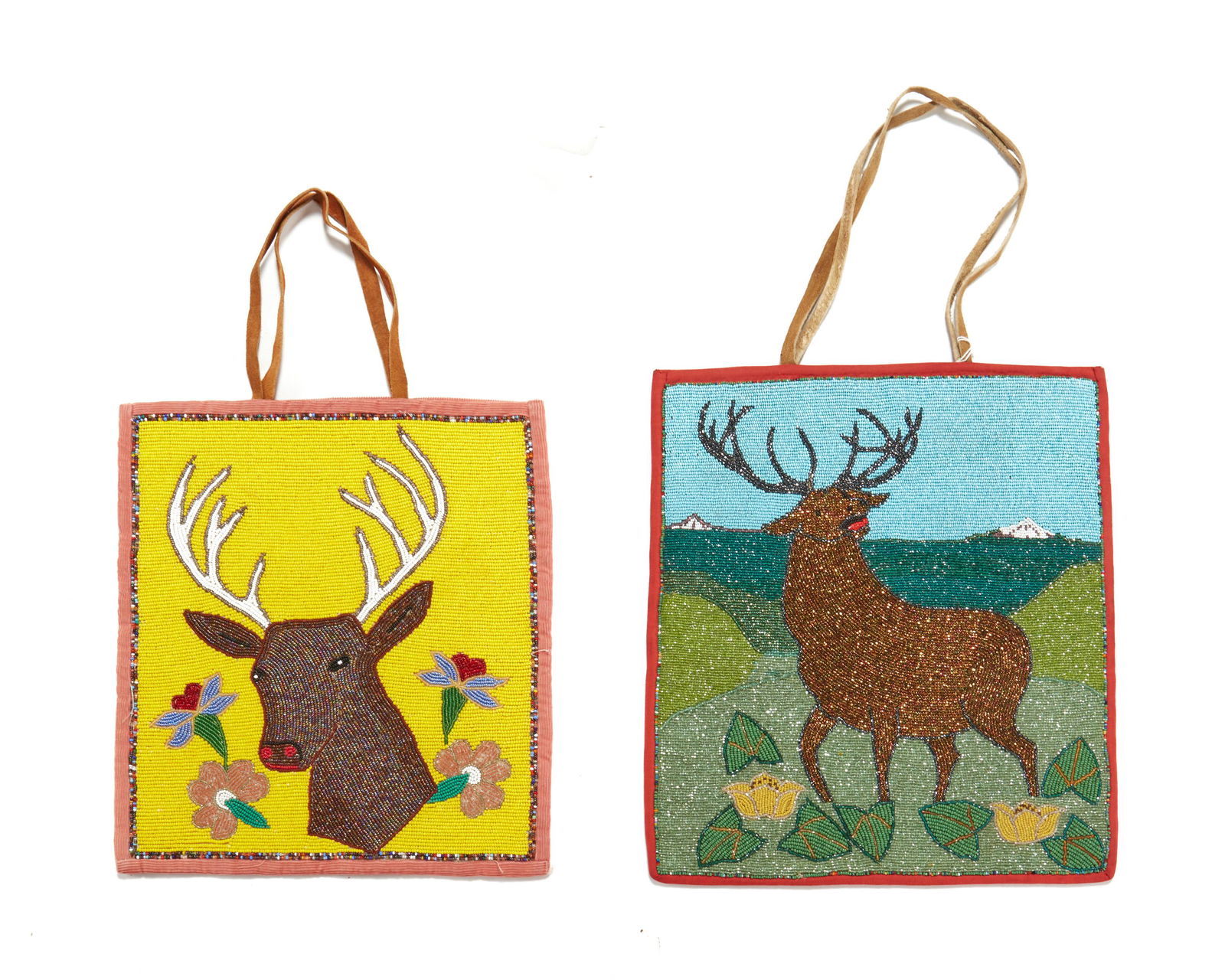 Two Plateau beaded elk motif bags (1 of 3)