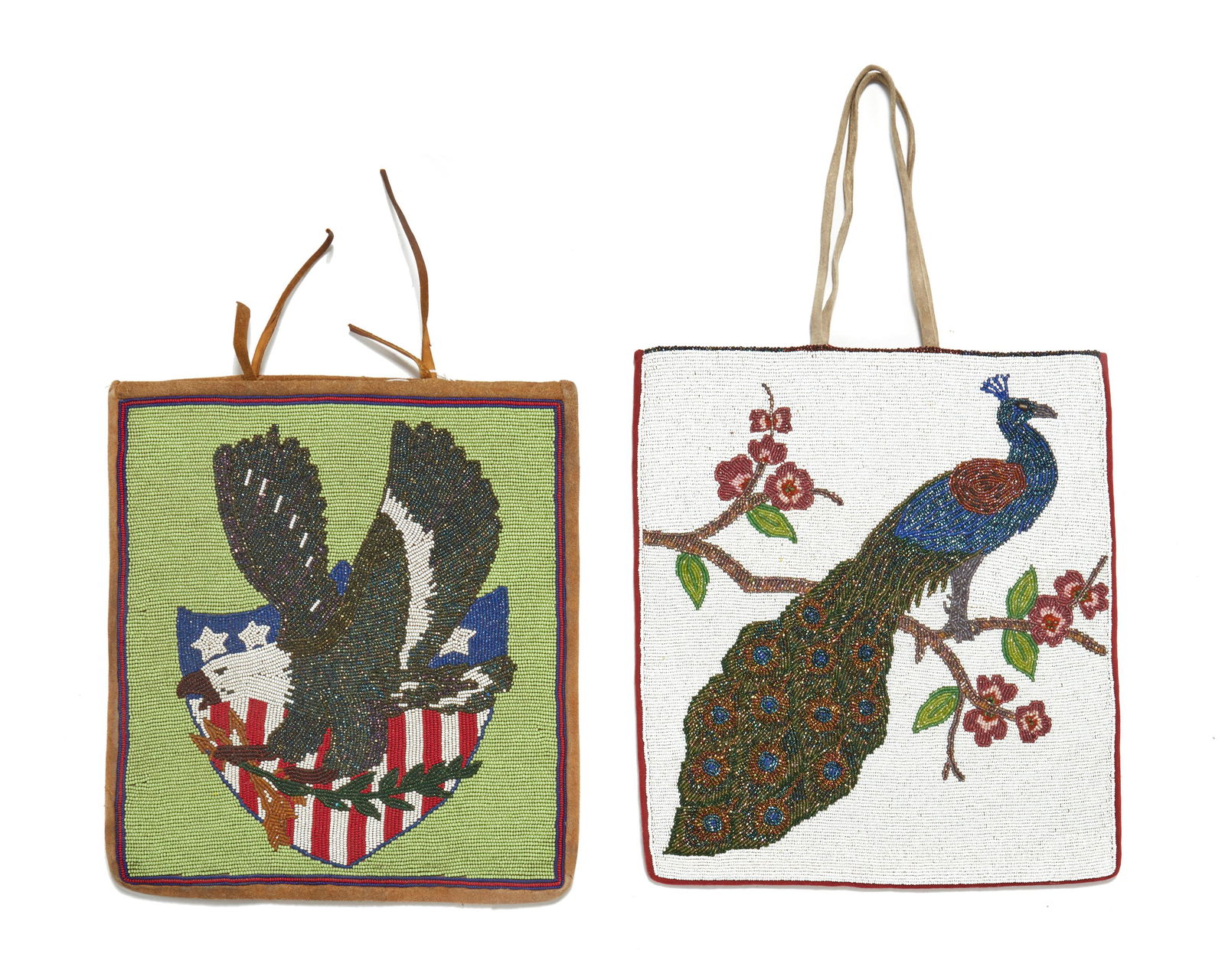 Two Plateau beaded hide bags (1 of 3)