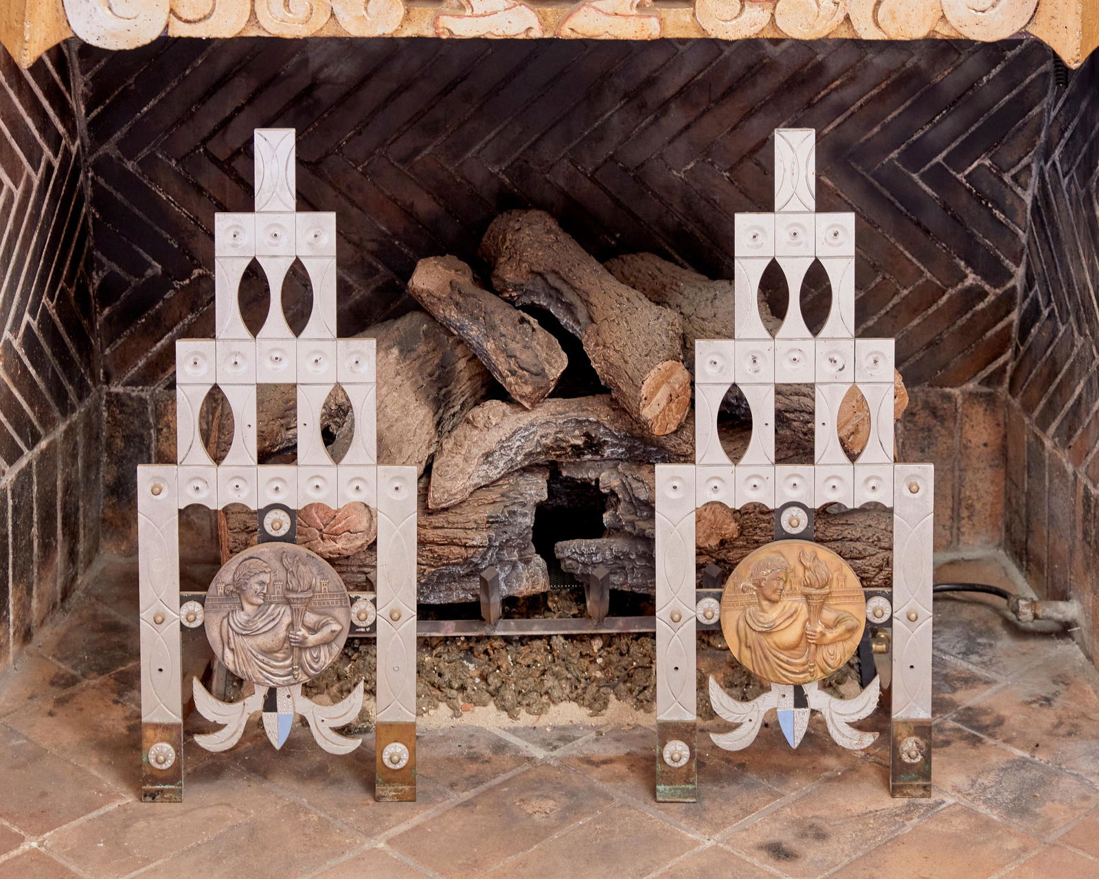 A pair of Art Deco-style andirons (1 of 3)