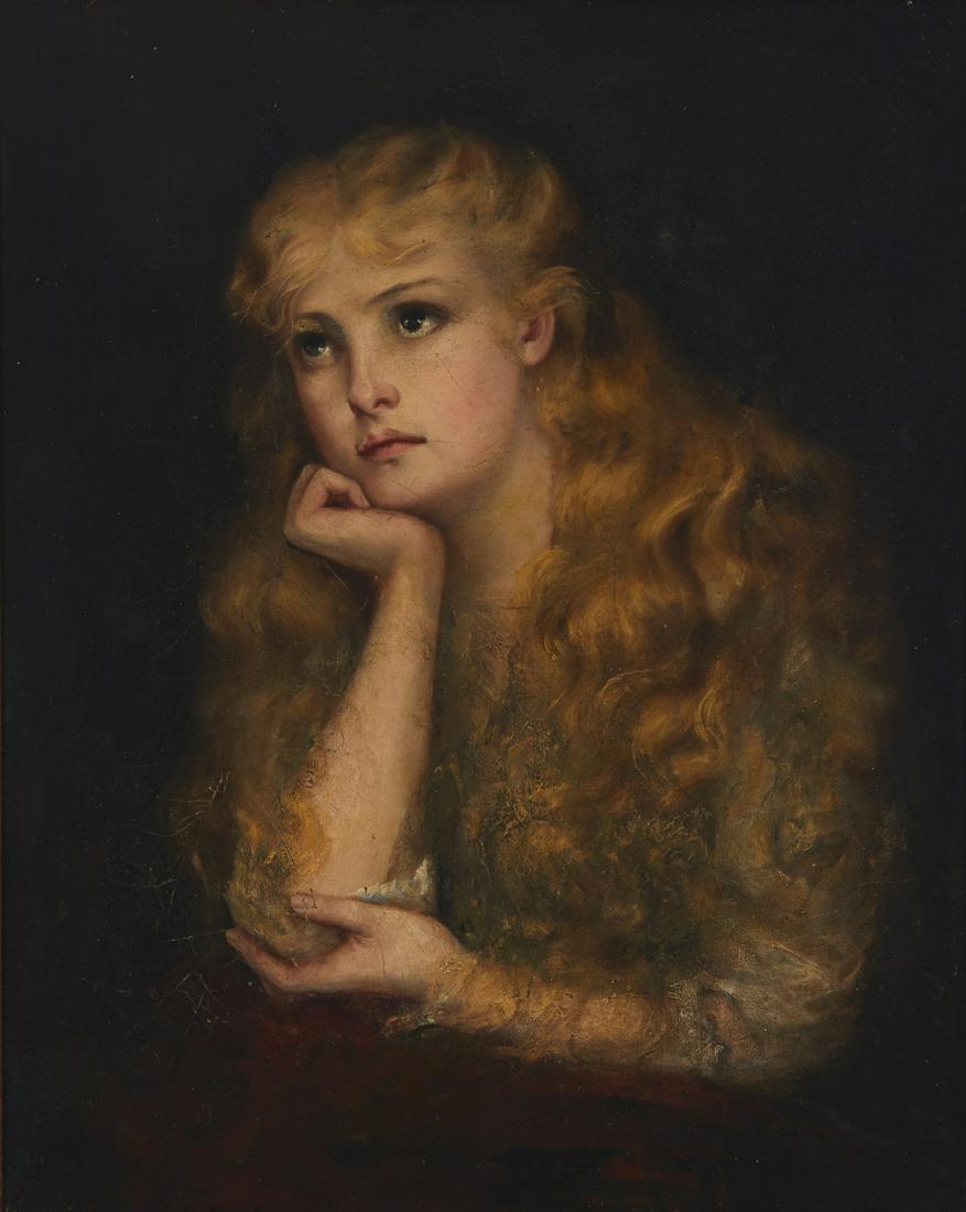 19th Century Continental School: Portrait of a woman Oil on canvas laid to board Appears unsigned 30" H x 24" W