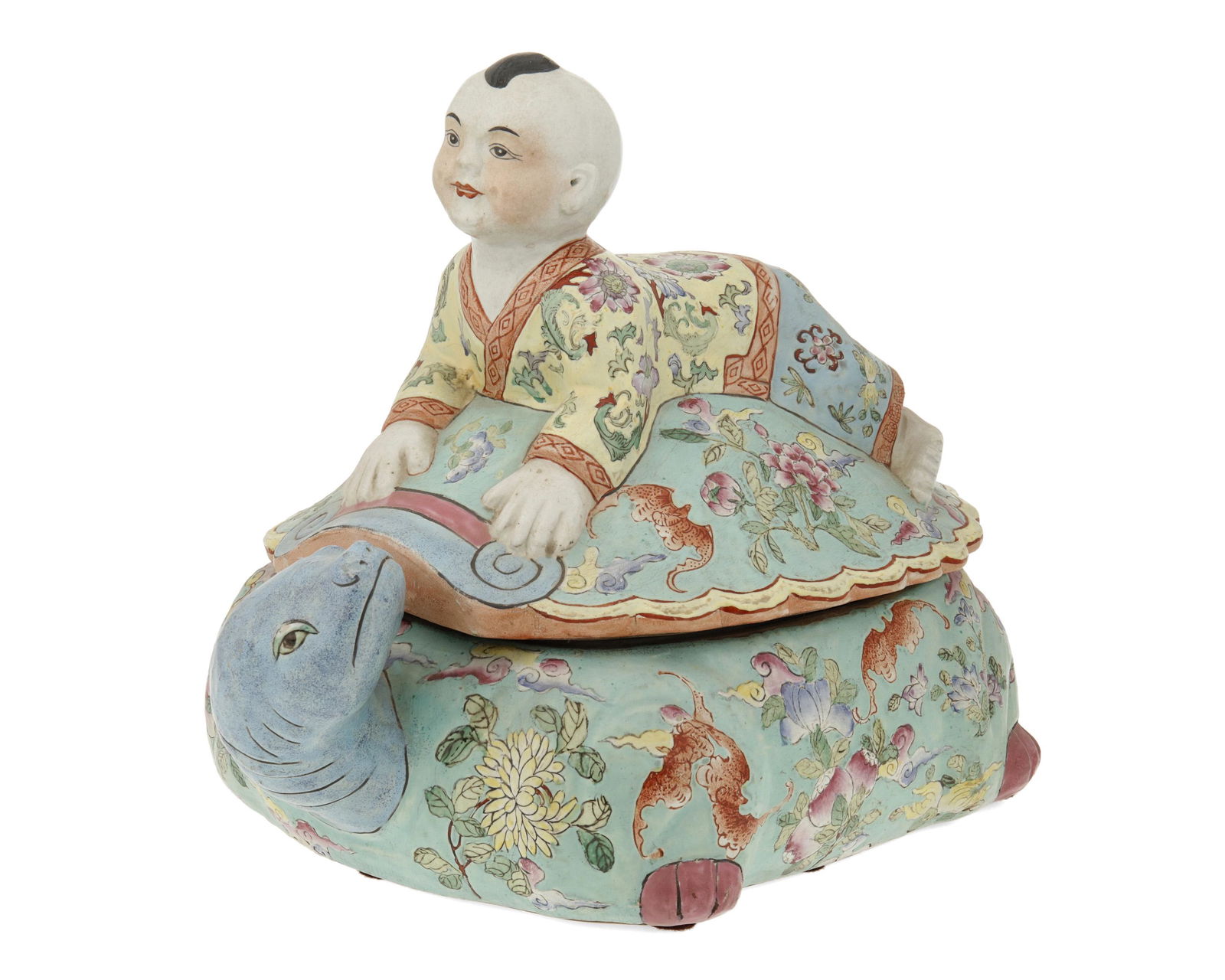 A Chinese famille rose porcelain turtle box (1 of 5)