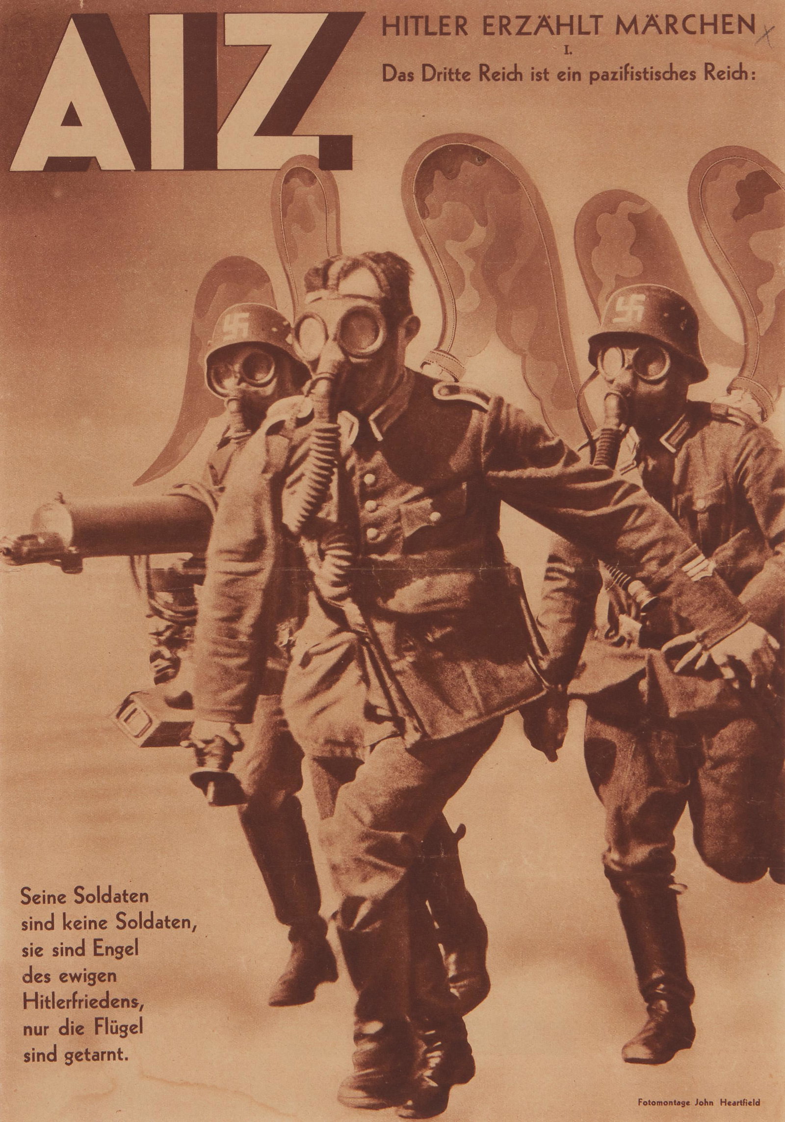 John Heartfield (b. 1891, Berlin, Germany): Hitler Erzahlt Marchen, 1933 Offset lithograph in browns on paper under Plexiglas Signed in the plate: John Heartfield; title and date acquired from the printed headings Sight: 14.5" H x 10" W Provena