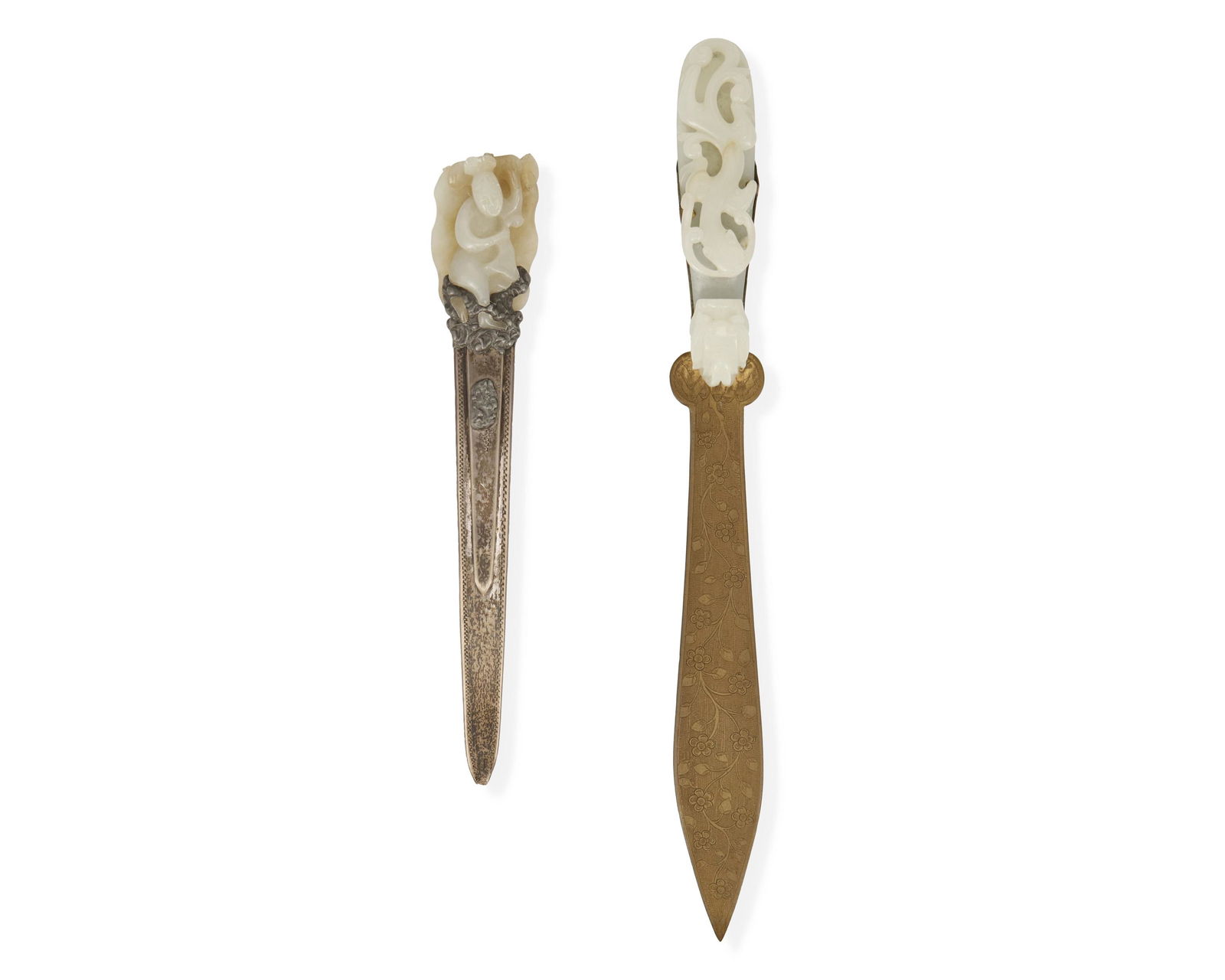 Two Chinese carved nephrite letter openers (1 of 6)