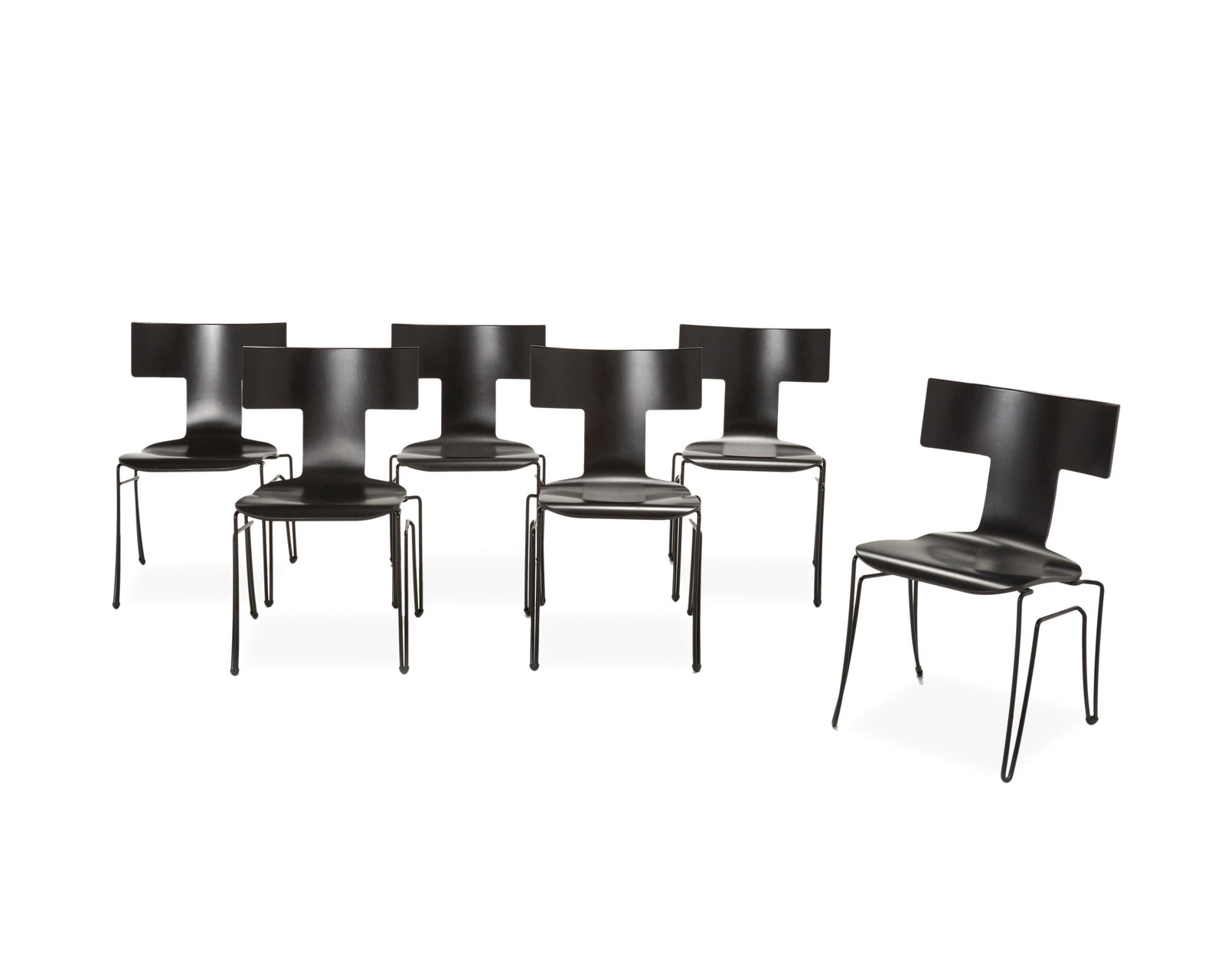 A set of contemporary T-back dining chairs (1 of 7)