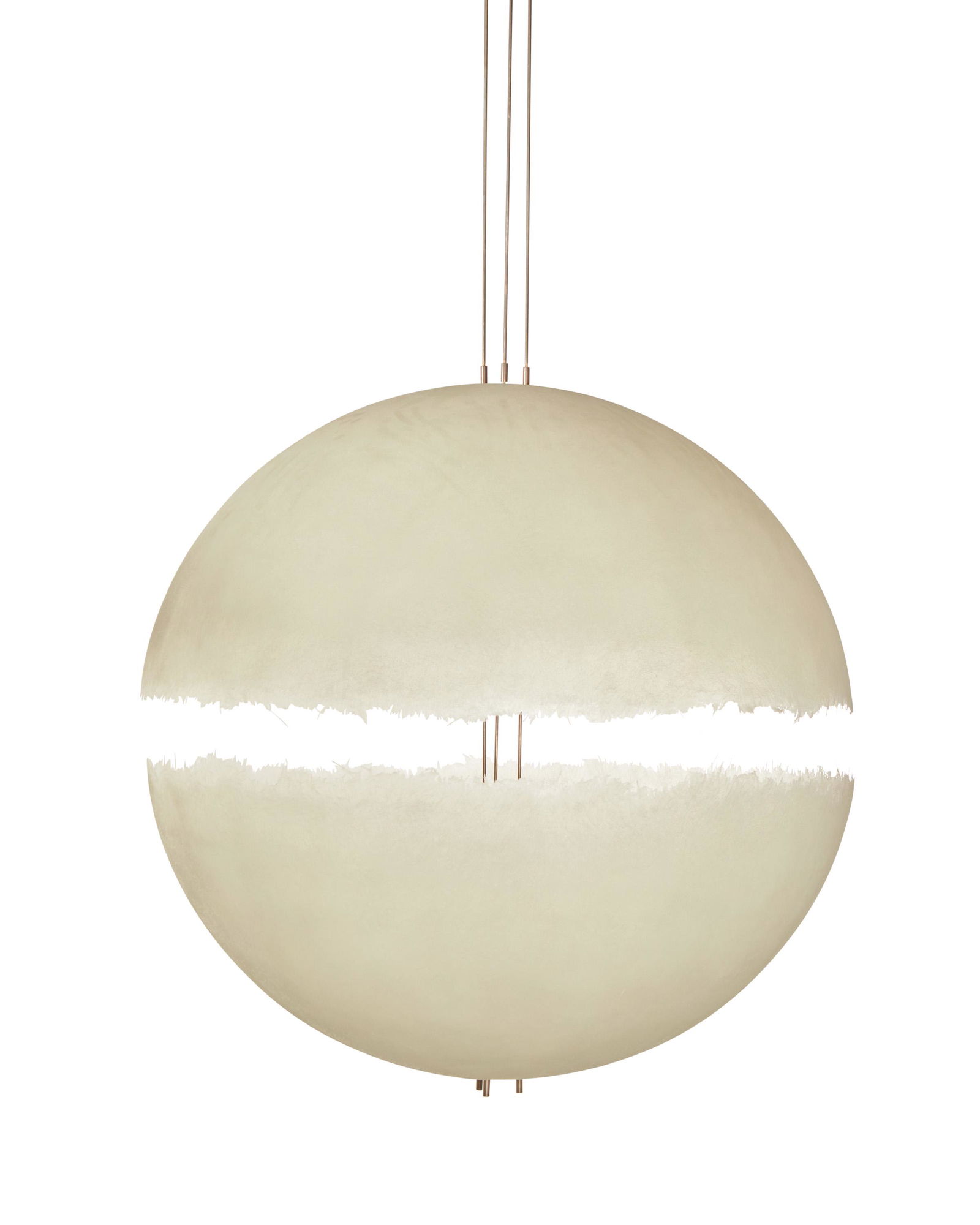 A Catellani & Smith "PostKrisi" chandelier: 21st Century With two molded fiberglass domes joined by three rods, electrified 146" H x 46" Dia. Provenance: Private Collection, Bel Air, CA