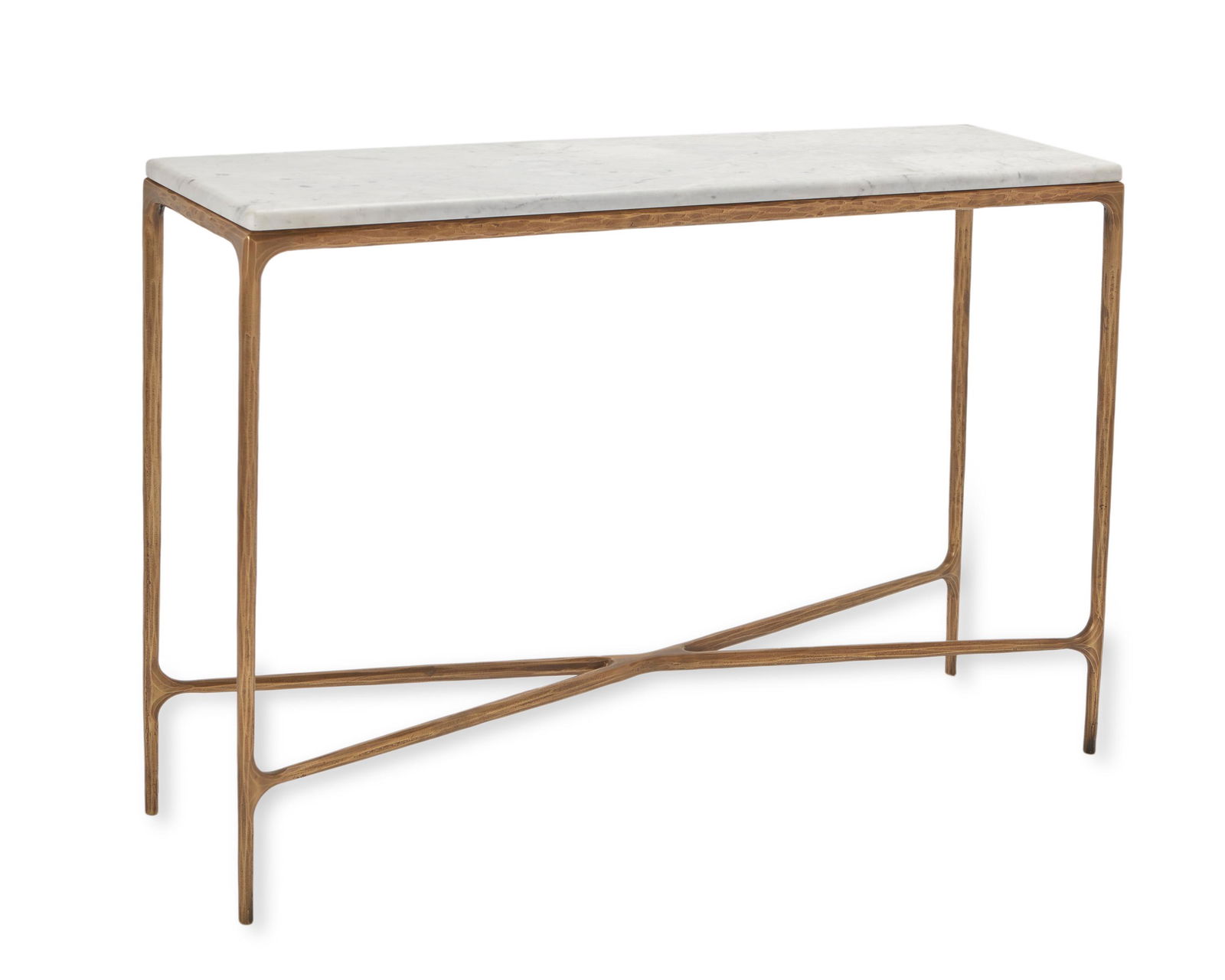 A Restoration Hardware marble and brass console table (1 of 6)