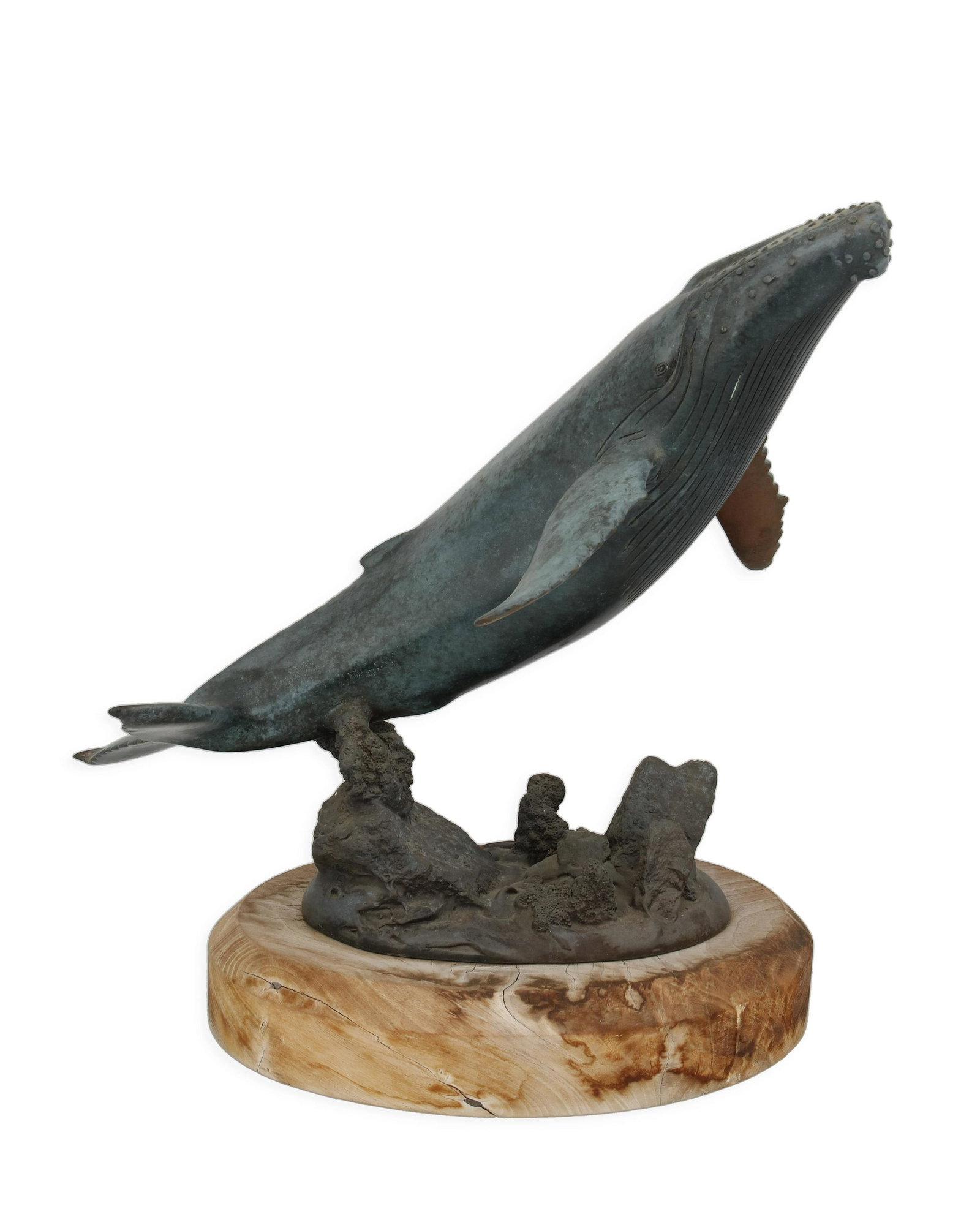 Randy Puckett (b. 1946, American): Singer, 1986 Patinated bronze on wood base A.P. 18/25 Signed, dated, and numbered in the casting: Randy Puckett / AP 18/25 (C) 1986 10.5" H x 10.5" W x 6.5" D Provenance: Dolphin Galleries, Kihei, HI